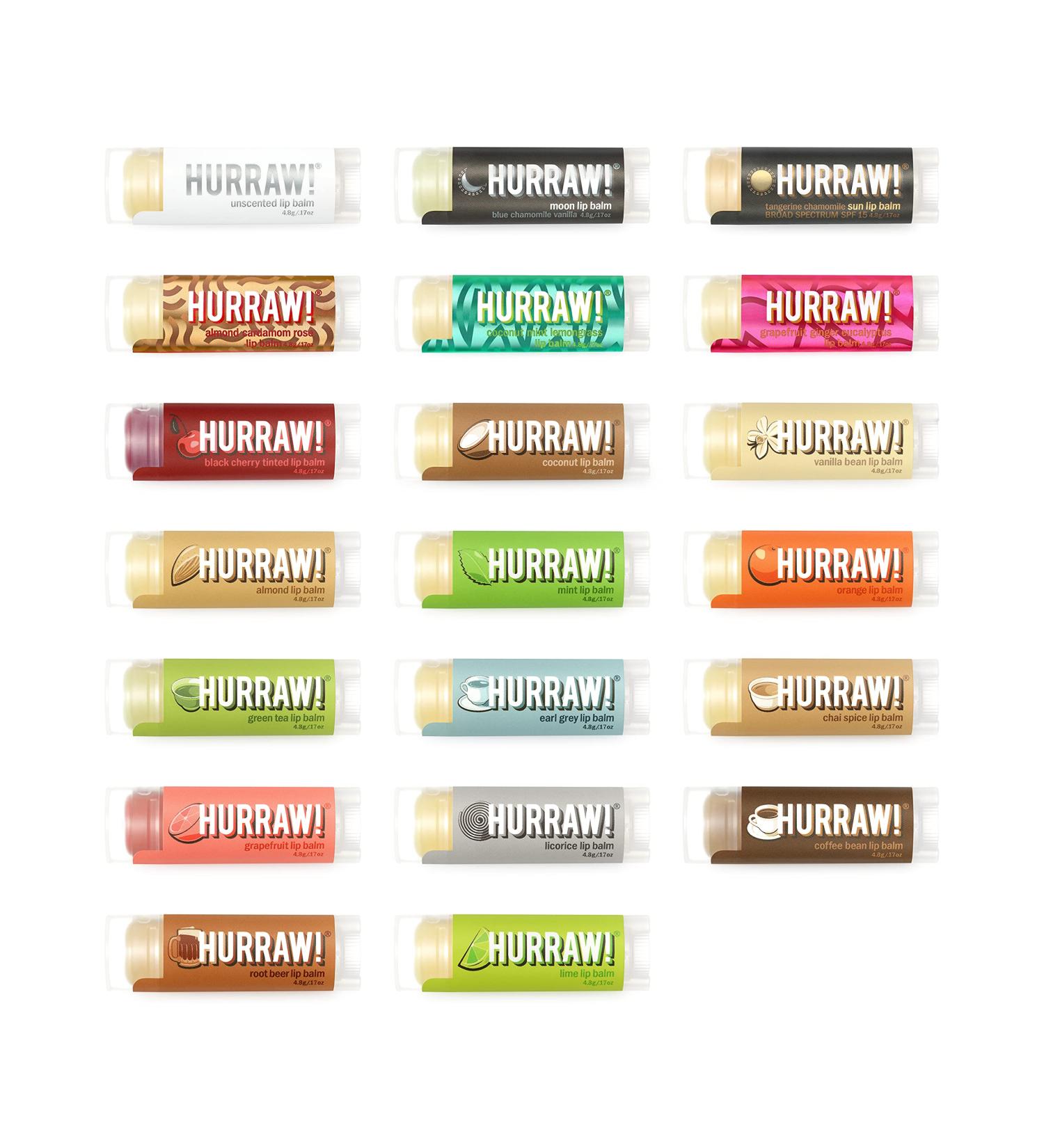 Hurraw! Lip Balms: Staff Favorites, 20 Balm Bundle Pack Organic, Certified Vegan, Cruelty and Gluten Free. Non-GMO, 100% Natural Ingredients. Bee, Shea, Soy and Palm Free. Made in USA - Buy Online on GoSupps.com
