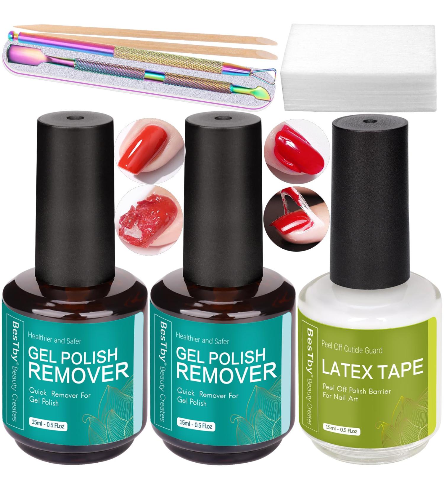 Buy Gel Nail Polish Remover (2 Packs 15ML) Fast & Easy Removal with Liquid Latex Tape | Professional Gel Polish Remover Tools - Buy Online on GoSupps.com