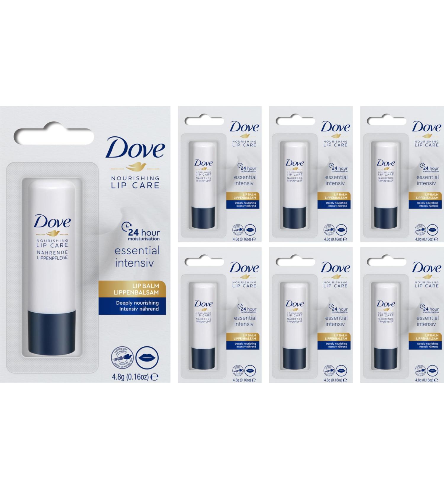 Lip Balm | Dove Nourishing Lipcare 4.8g | Essential Intensiv | Lipstick | PACK OF 6 - Buy Online on GoSupps.com