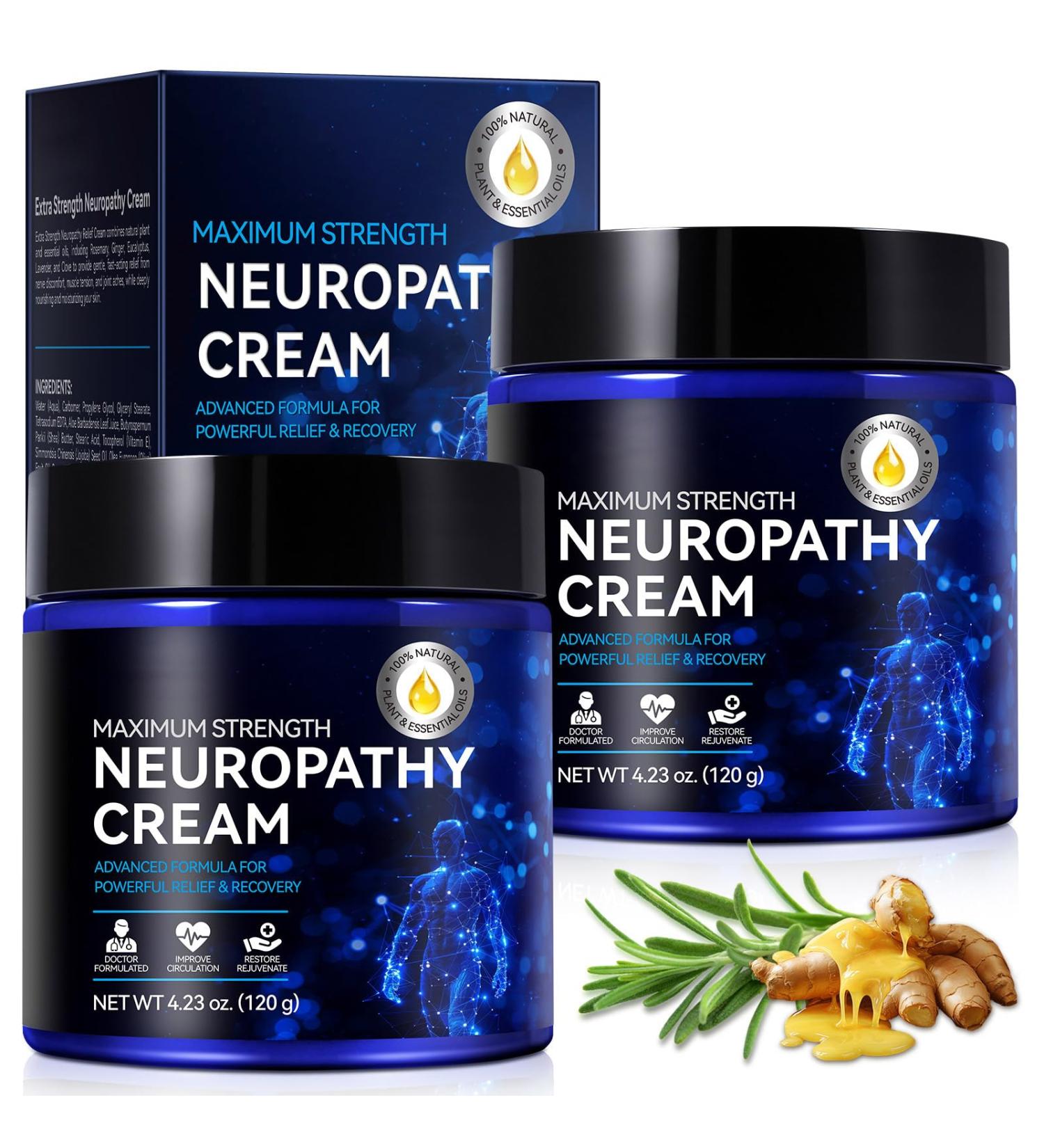Cr me De Soulagement De La Neuropathie Force Suppl mentaire Pour Les Pieds Les Jambes Les Mains Les Orteils Avec Le Curcuma Naturel Le Gingembre - Inconfort Musculaire Et Articulaire Massage 2Pcs - Buy Online on GoSupps.com