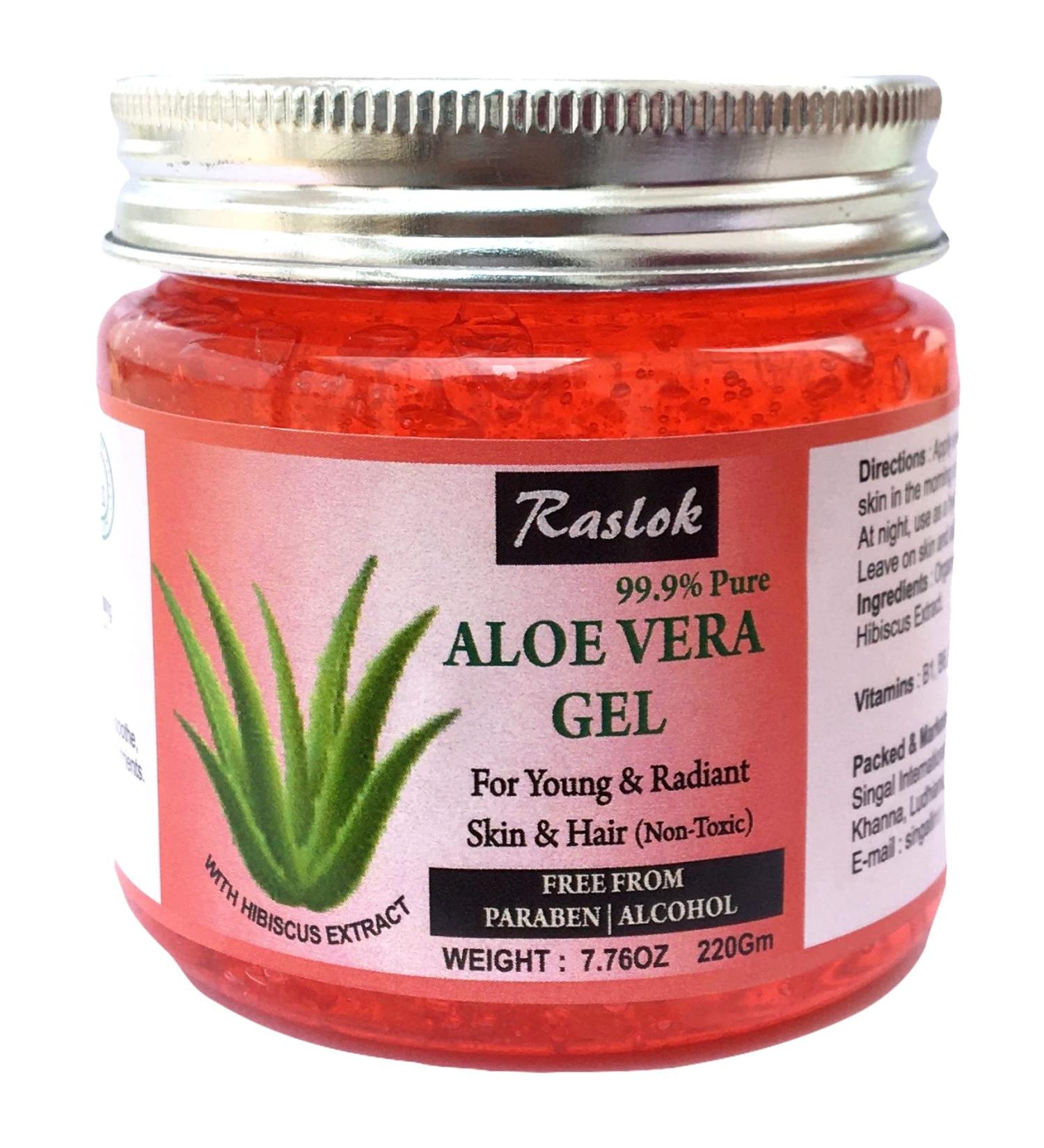 Raslok Aloe Vera Gel Pure Natural Organic Aloe Gel For Moisturizing Face Skin & Hair Care (Hibiscus) - Buy Online on GoSupps.com