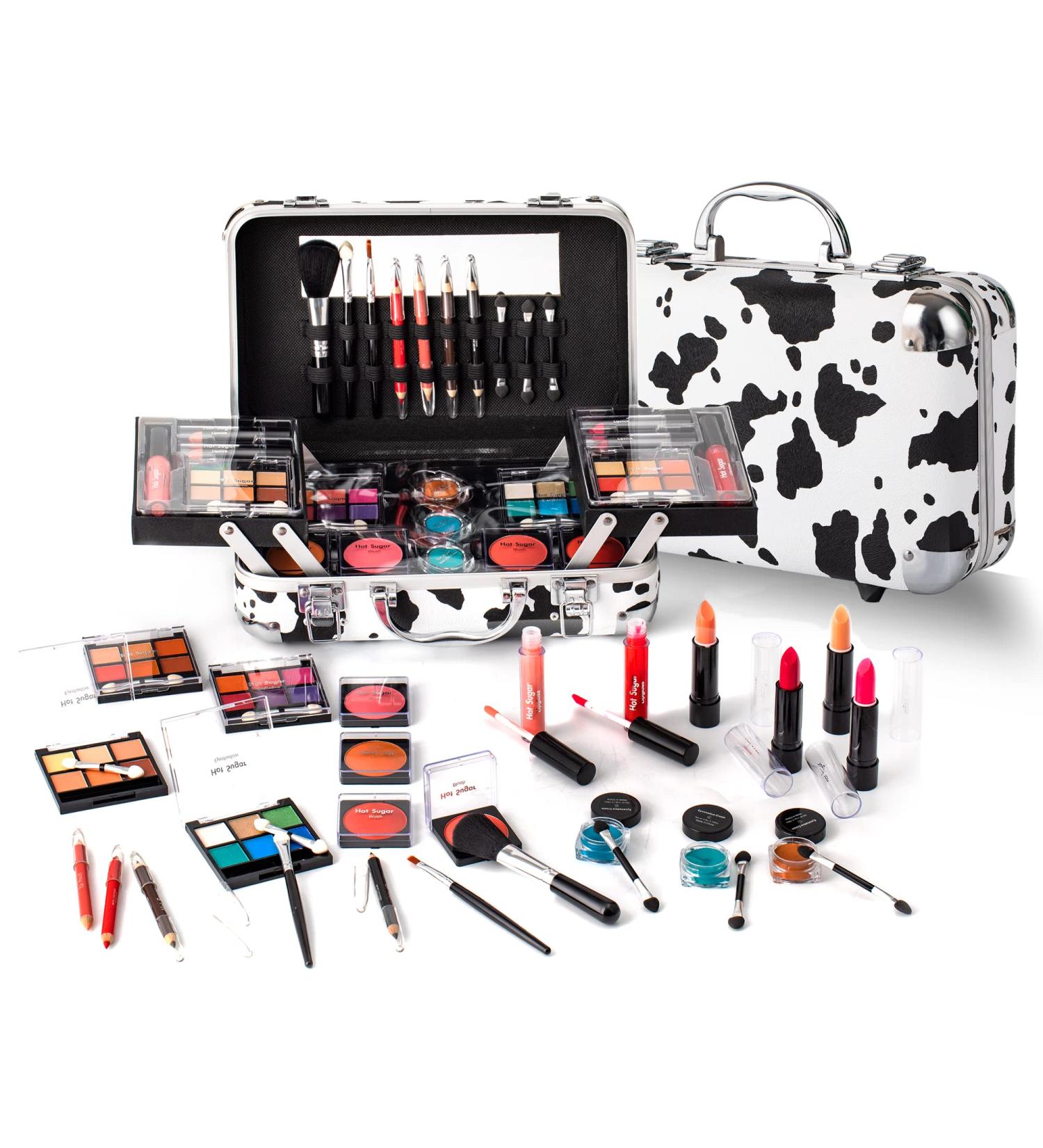 All In One Makeup Set for Teen Girls 10-12 | Full Kit for Beginners with Eye Shadow, Blush, Lip Gloss, and more | White Cow Pattern | Ideal Gift - Buy Online on GoSupps.com
