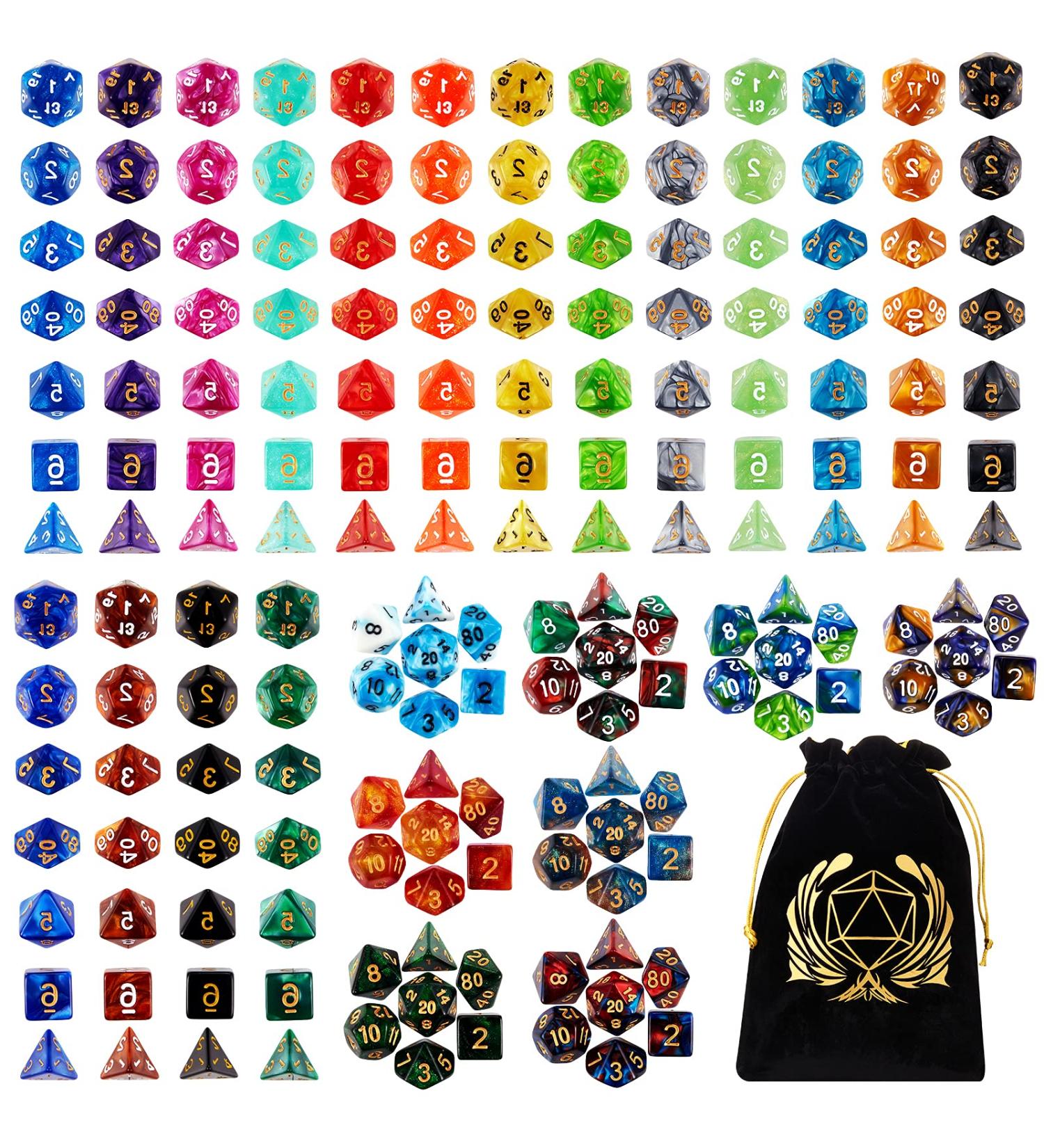 Coyeekn DND Dice Set - 175 Polyhedron Dice in 25 Colors for Dungeons and Dragons RPG - Includes Large Flannel Bag - Buy Online on GoSupps.com