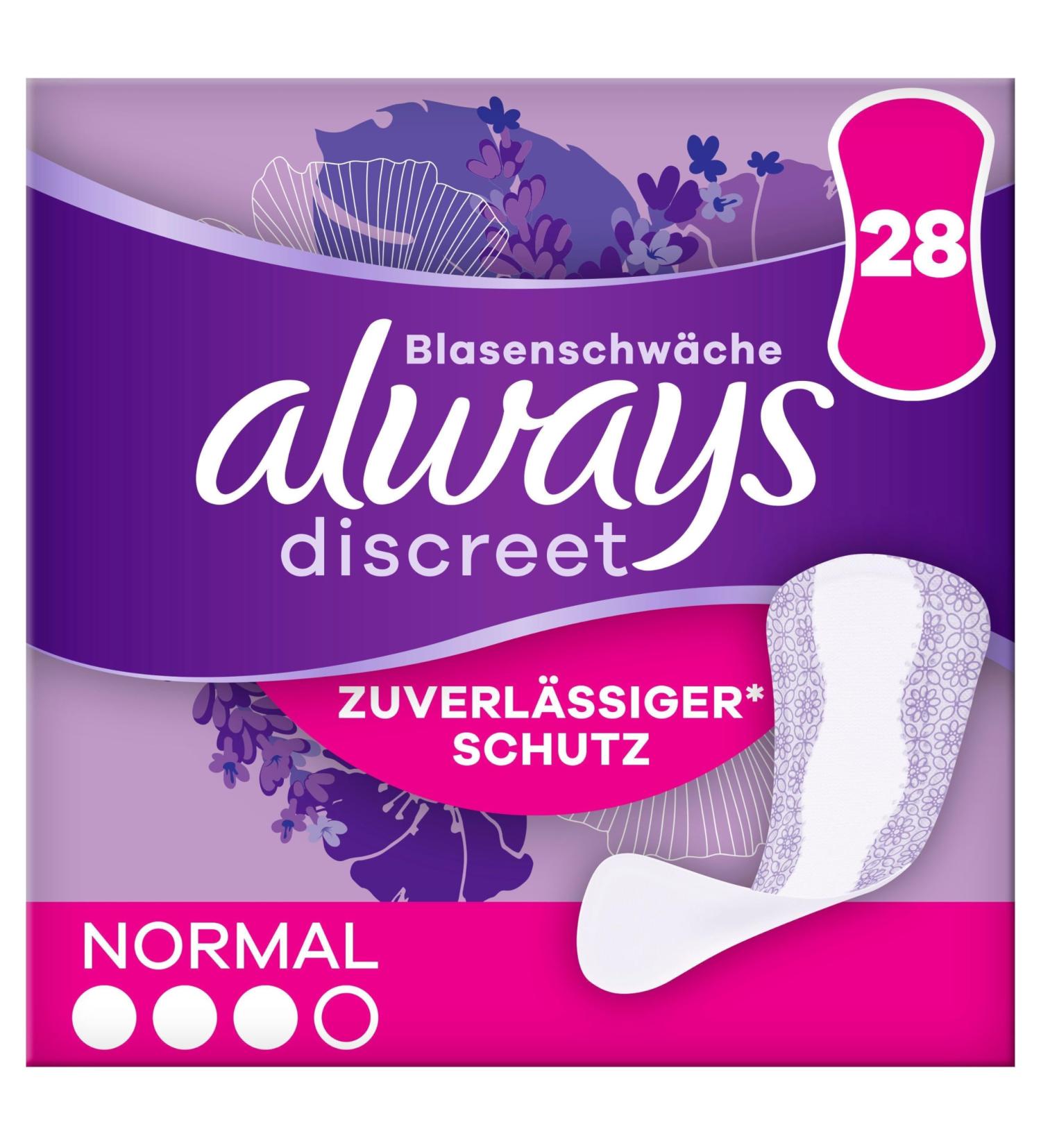 Always Discreet Incontinence Panty Liners for Women - Normal (28 Pads) - Strong Protection & Comfort - Buy Online for International Shipping - Buy Online on GoSupps.com
