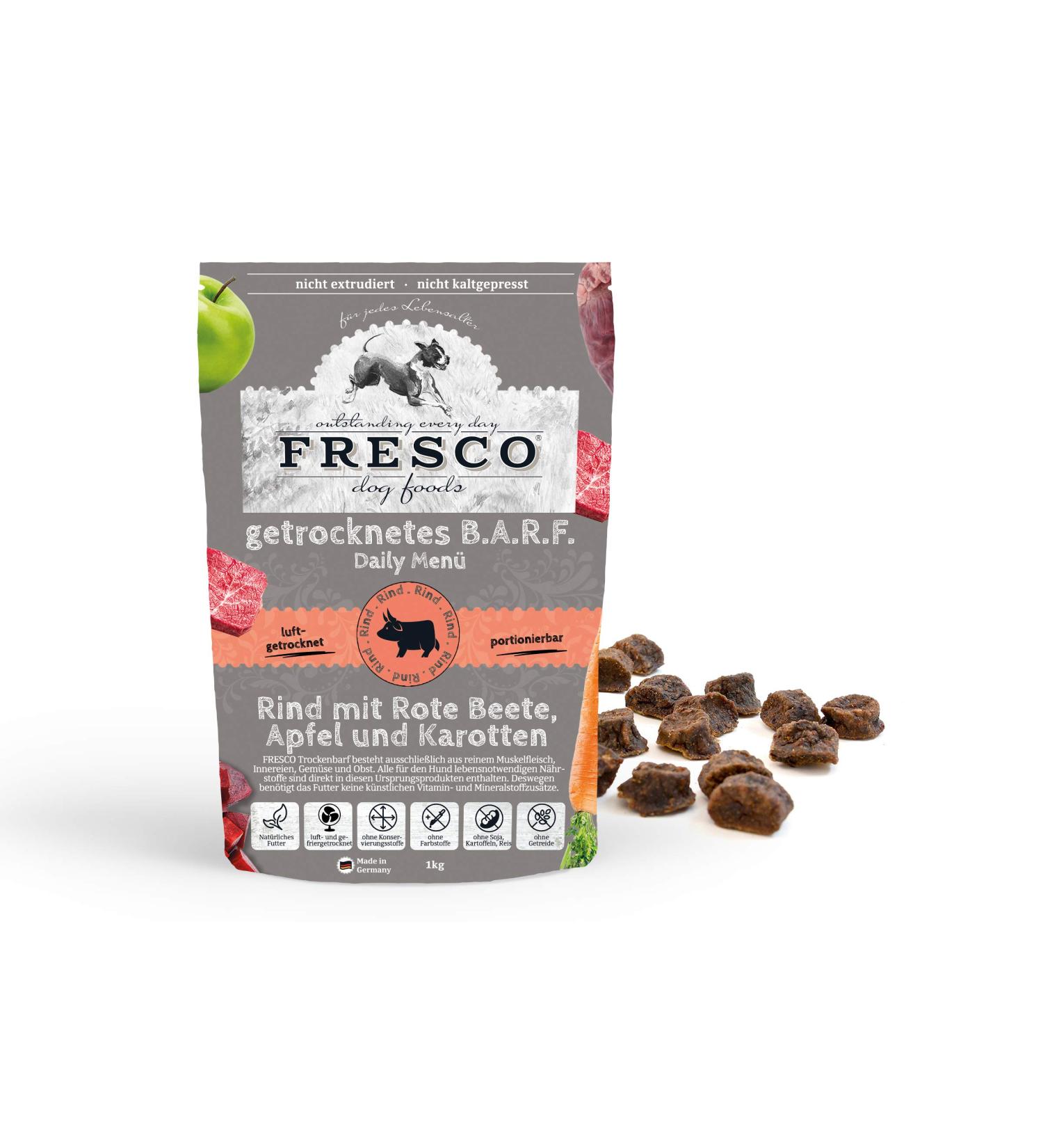 FRESCO Dog Barf dry I Daily menu Beef with beetroot apple and carrots I 1 kg - Buy Online on GoSupps.com