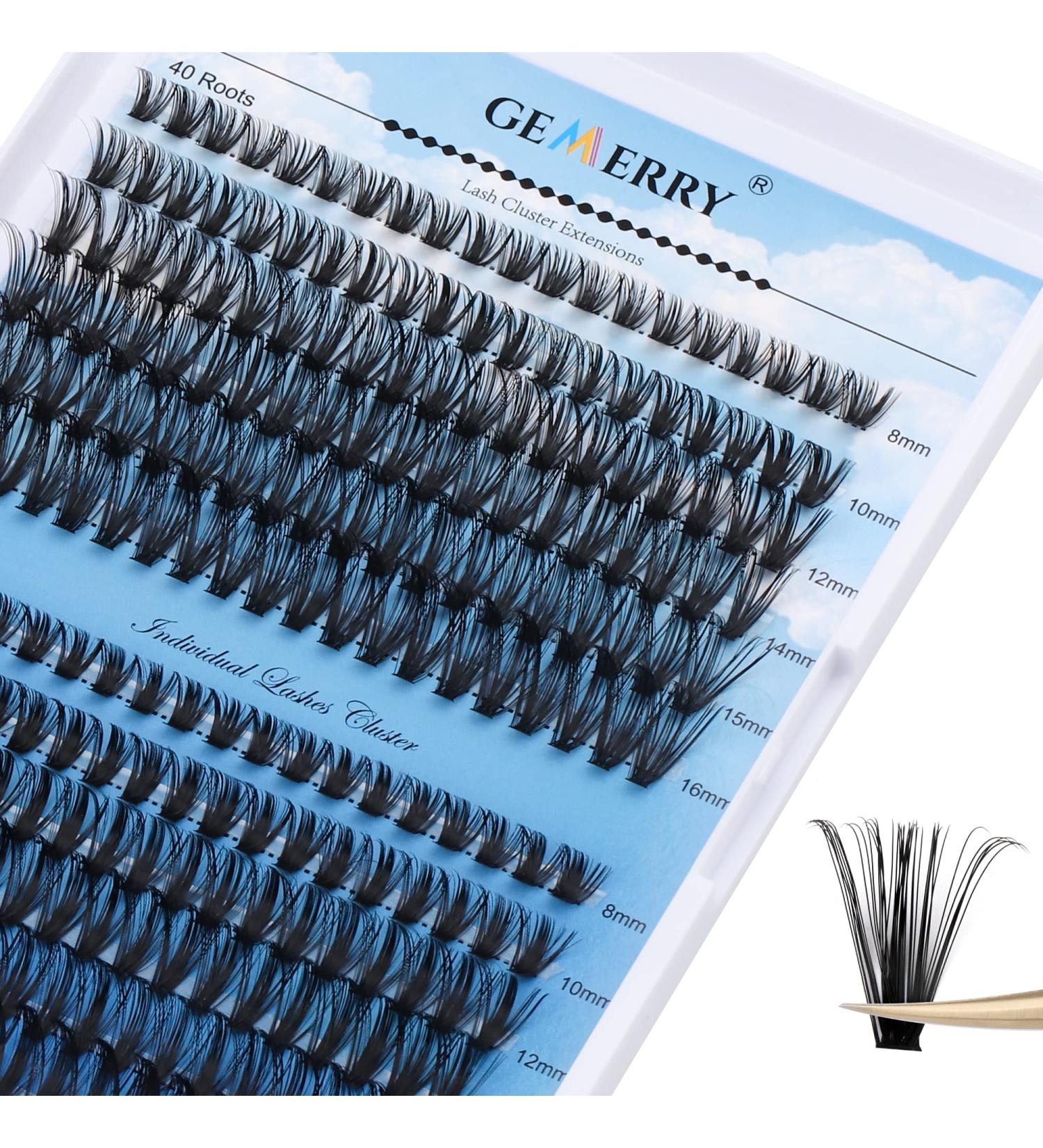 GEMERRY Cluster Eyelash Extensions 240pcs D Curl 40D 50D 0.07mm 8-16mm Mix Ribbon Lashes Wide Stem DIY Natural Lashes - Buy Online on GoSupps.com