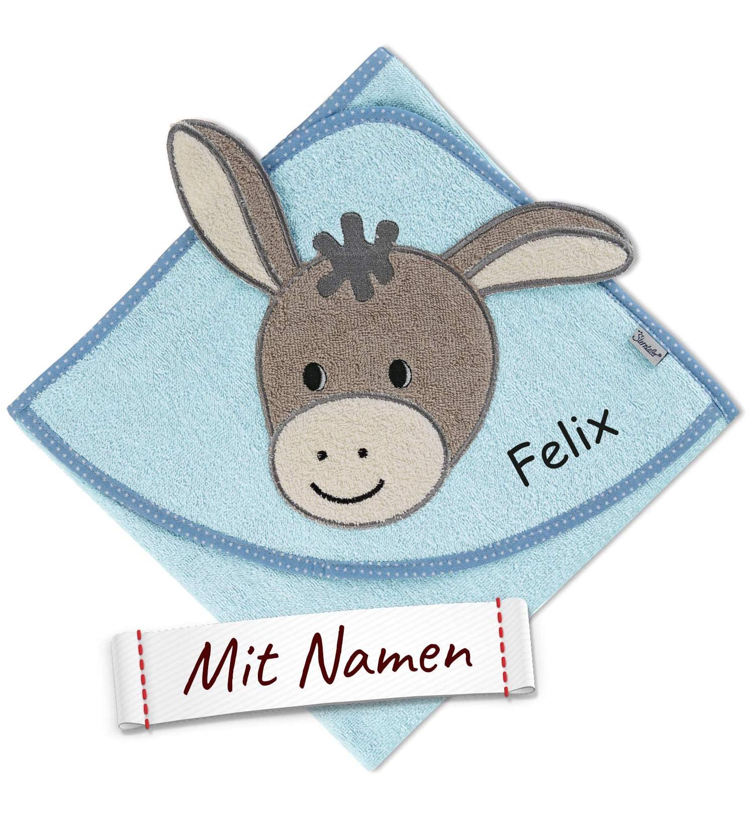 Sterntaler Emmi Hooded Towel for Baby & Children - Embroidered Bath Towel 80x80 cm Donkey Blue 1 Pack - International Shipping Available - Buy Online on GoSupps.com