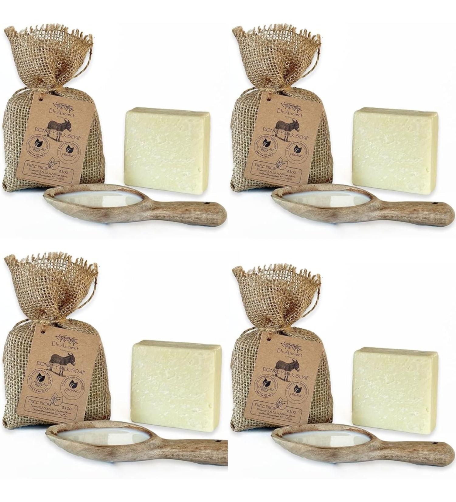  Dr.Ancient Dr.Ancient Organic Donkey Milk Soap Bar Natural Traditional Antique Handmade Anti Aging Skin Lightening Moisturizing Chemical Free 140g (Pack of 2) - Buy Online on GoSupps.com