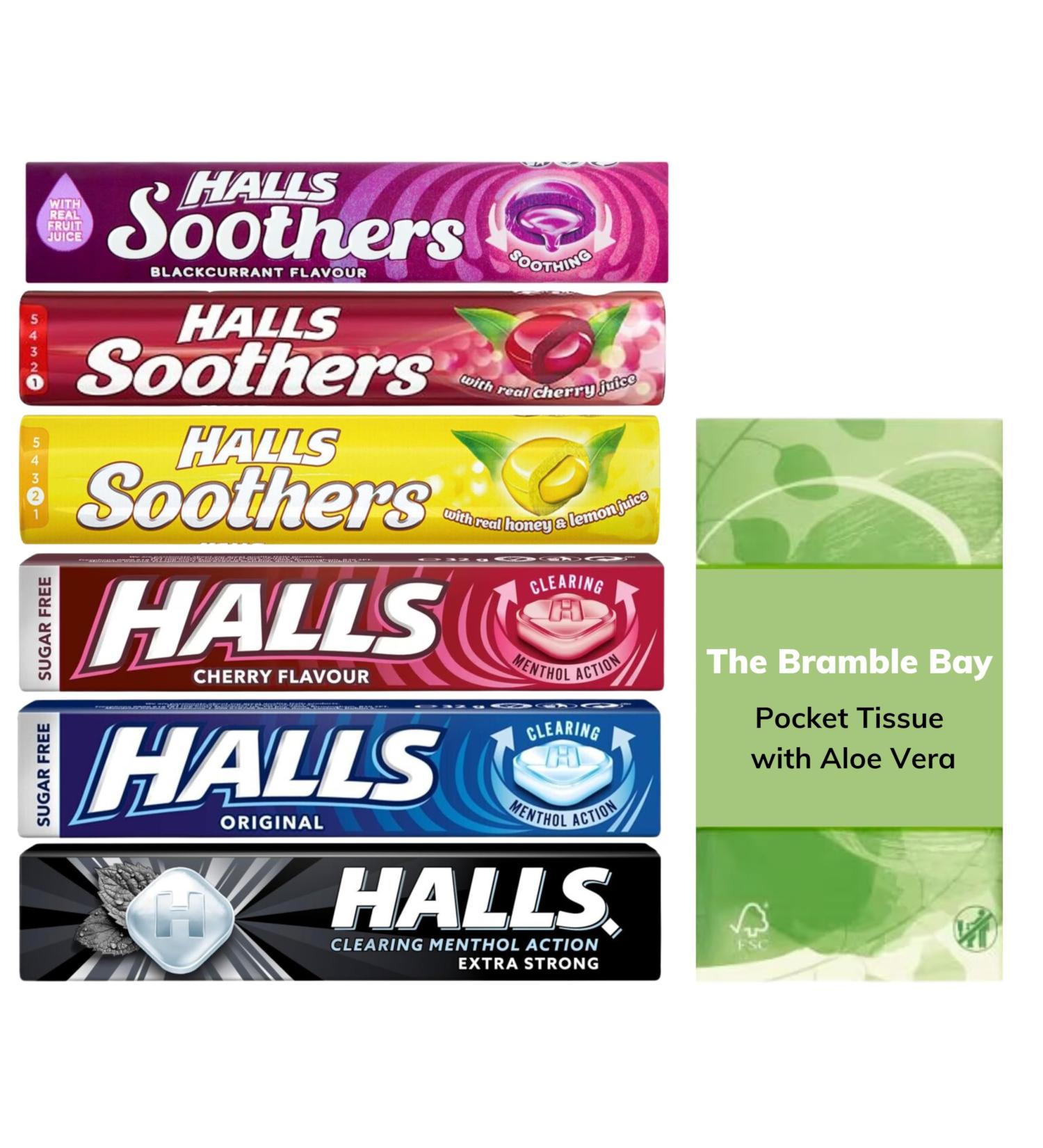 Soothers Cough Sweets Bundle Contains Blackcurrant 45g Cherry 45g Honey and Lemon 45g Sugar Free Cherry 32g Original 32g Extra Strong 32g Total of 6 Pocket Tissue - Buy Online on GoSupps.com