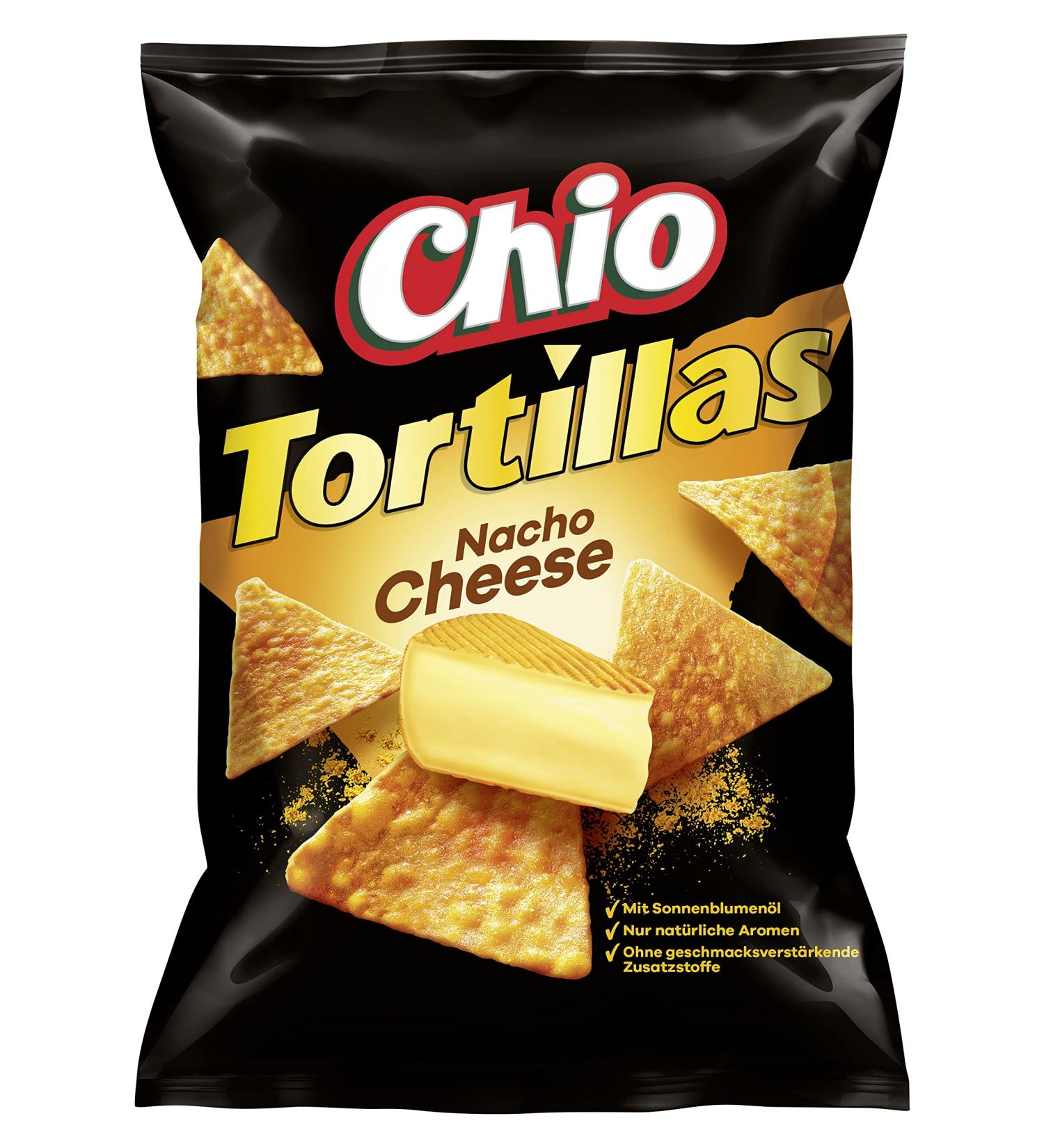 Chio Tortilla Chips Nacho Cheese - Pack of 10 (10 x 125g) | Crunchy Snack for International Shipping - Buy Online on GoSupps.com