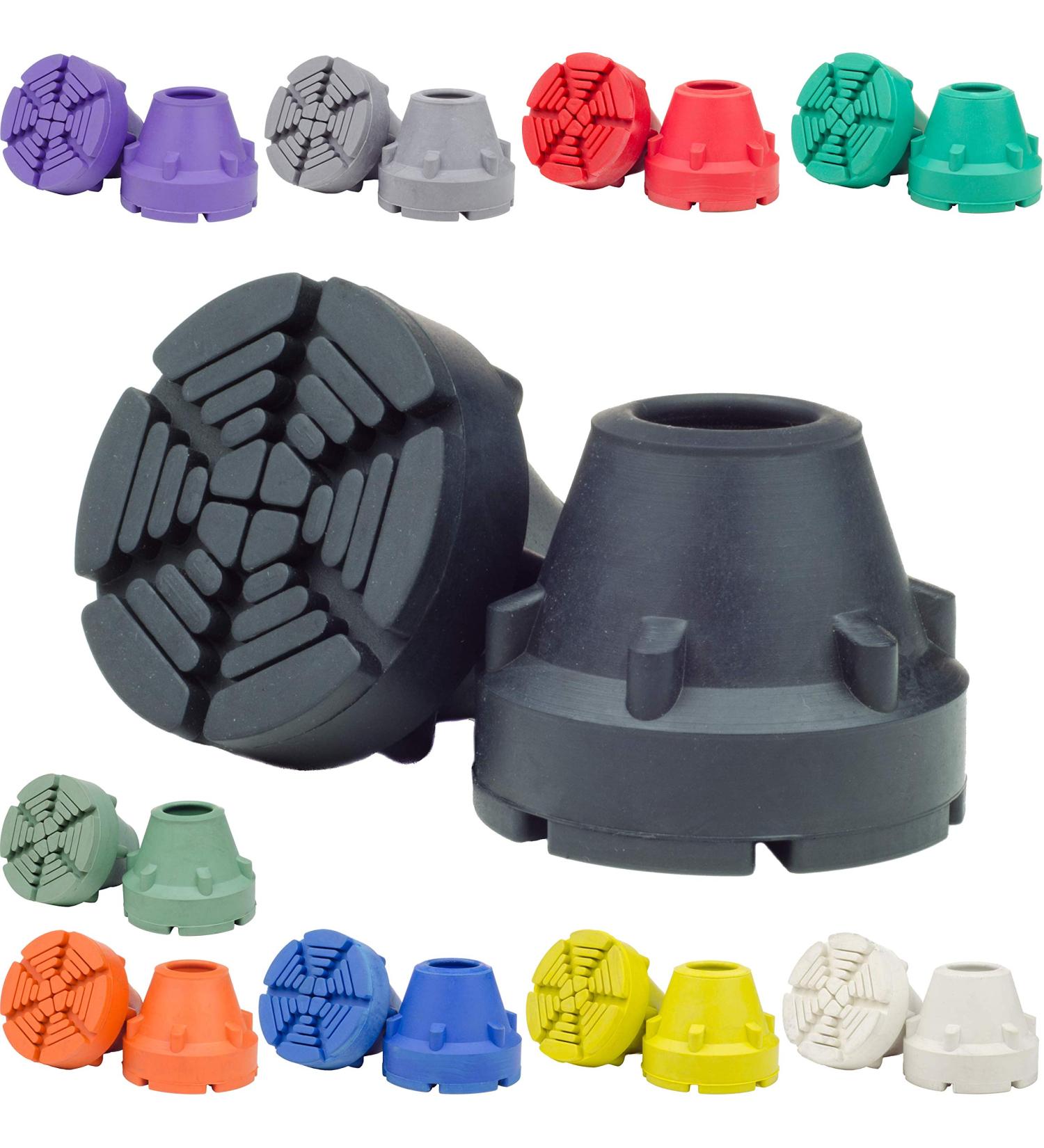 SureTip Black Crutch & Cane Tips (Pair of 2) - Universal Fit 3/4 & 7/8 Inch - Extreme Grip Heavy Duty Rubber Non-Slip - Long Lasting Performance - Buy Online on GoSupps.com