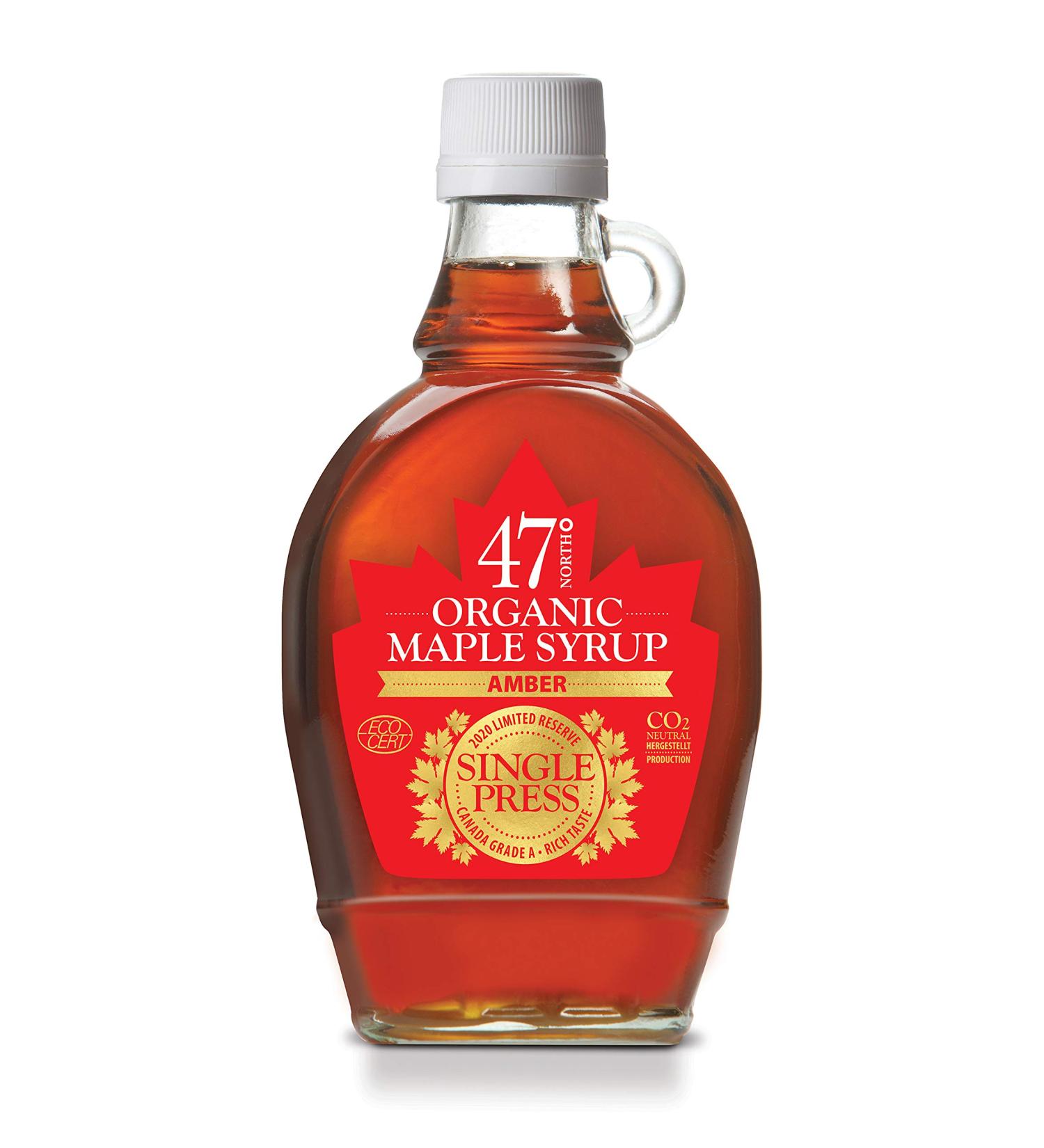 47 North Canadian Organic Maple Syrup - Grade A Amber Gluten-Free Vegan 250g - Perfect for Pancakes & More - Buy Online on GoSupps.com