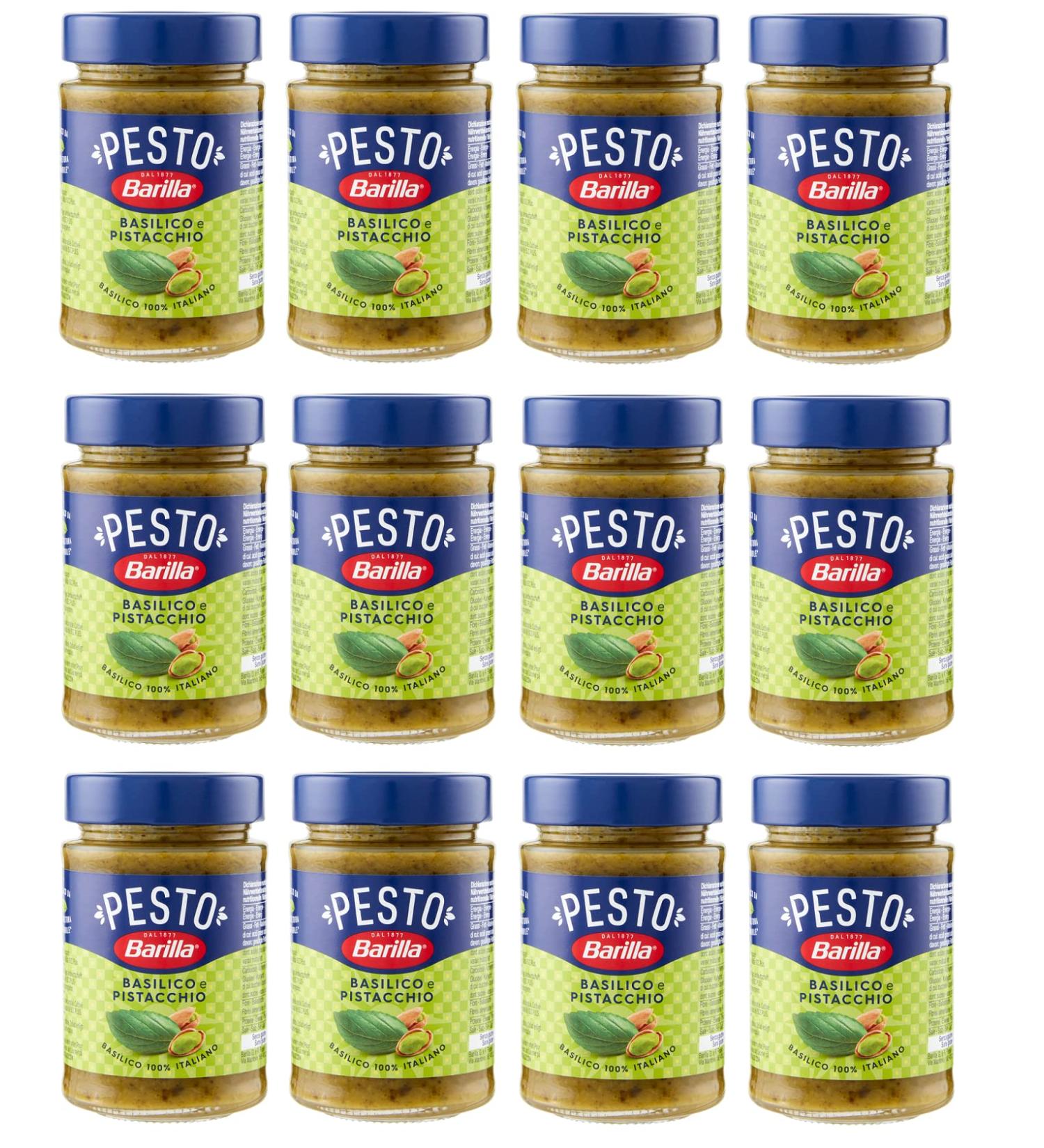  Barilla 12x Barilla Pesto Basilico e Pistacchio Pesto with Basil and Pistachios Made from Sustainable Agriculture 190g Italian Gluten Free Sauce - Buy Online on GoSupps.com