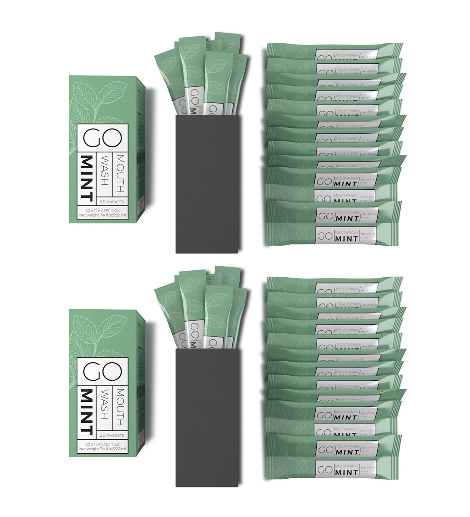 GO Travel Size Mouthwash Packets - TSA Compliant for Fresh Breath - Liquid Mint Flavored - 40 Individual Packets - Buy Online on GoSupps.com