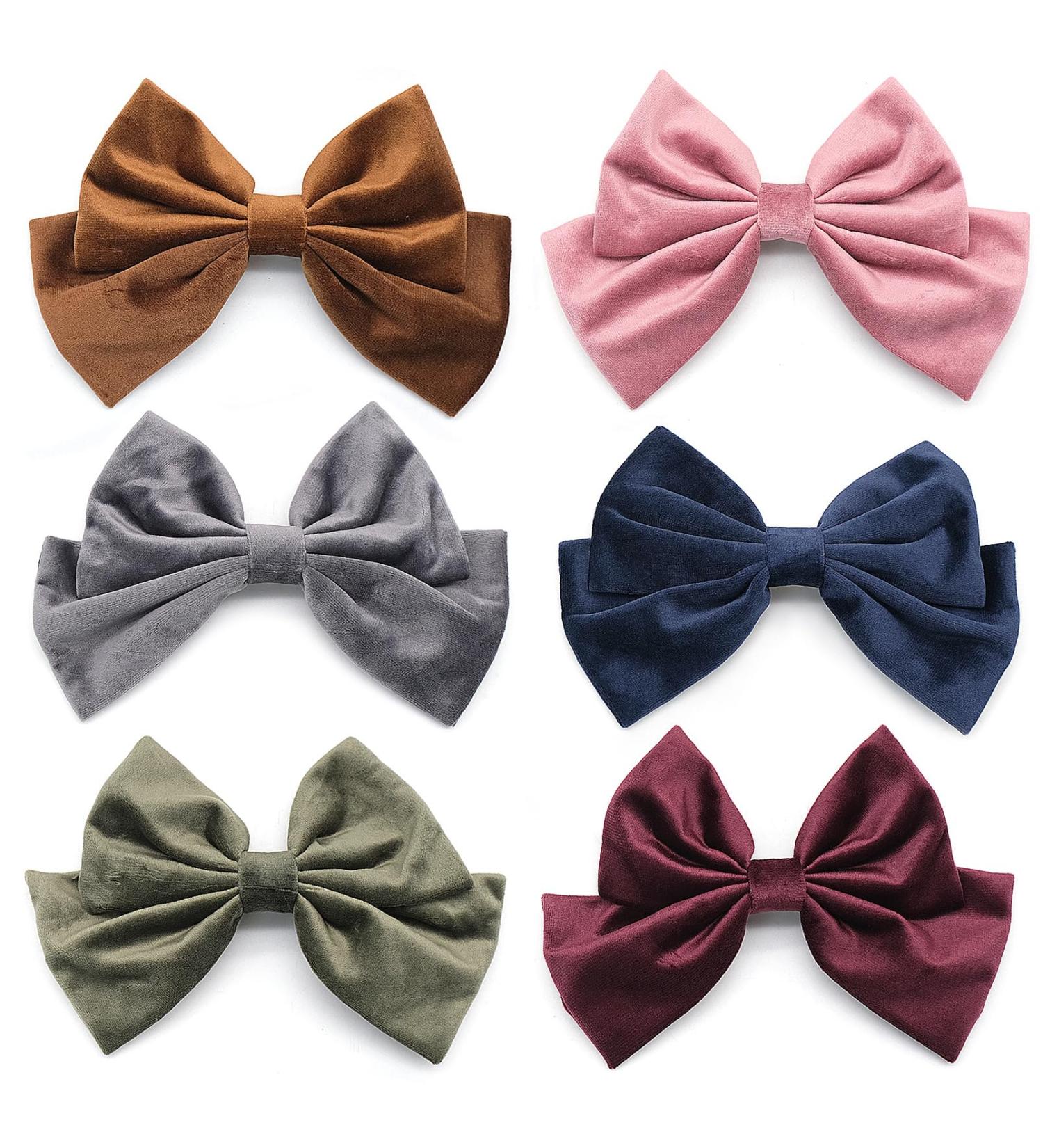 Large Velvet Hair Bow 6 Pieces Girls Hair Clips Velvet Bows Hair Clip Stylish Hair Bows Clips for Thick Hair Women Hair Styling Accessories - Buy Online on GoSupps.com