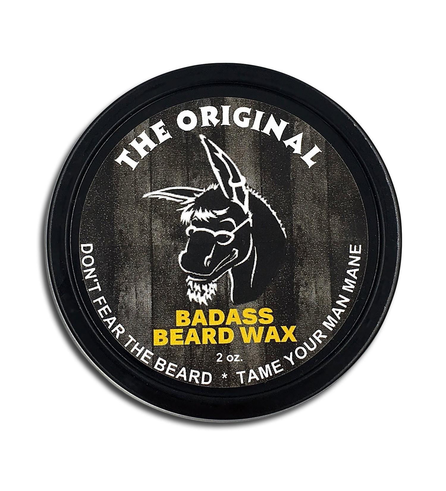 Badass Beard Care Beard Wax for Men - The Original Scent 2 oz - Softens Beard Hair Leaves Your Beard Looking and Feeling More Dense