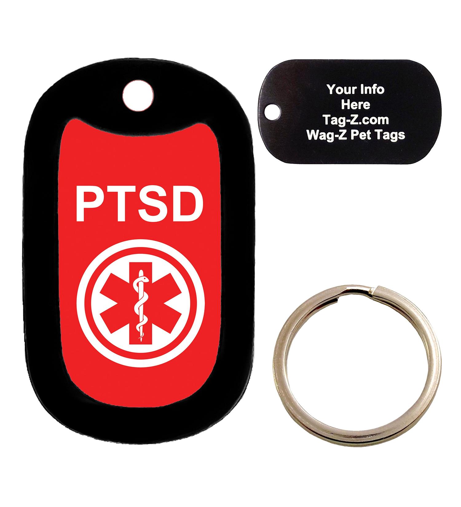 Custom Engraved Pet Tag - medical alert PTSD - Dog Tag - Tag-Z Wag-Z