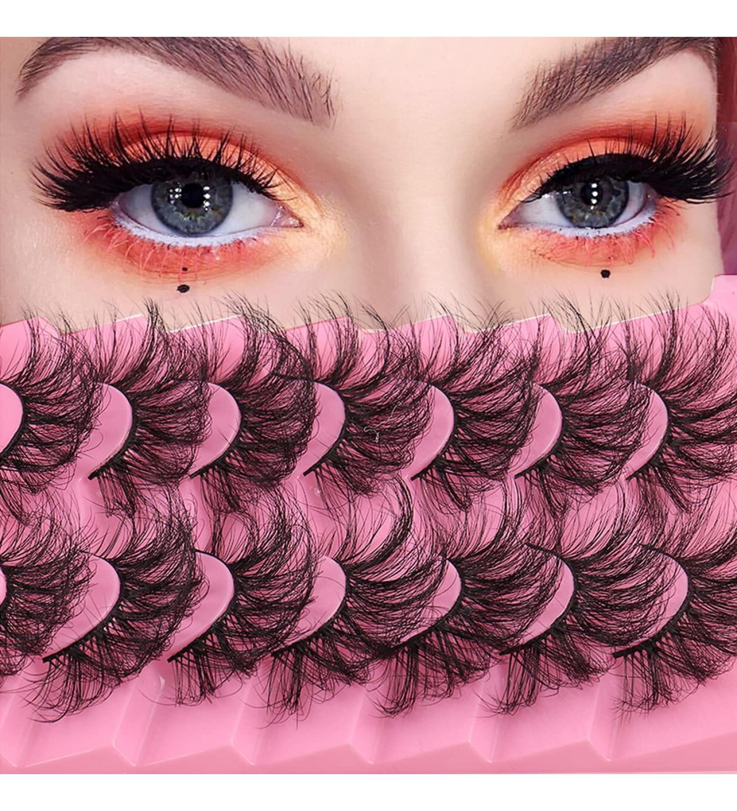 Fluffy Mink False Eyelashes - 7 Pairs Natural Russian Strip Lashes for DIY Volume Extension | Perfect for Valentine's Day - Buy Online on GoSupps.com