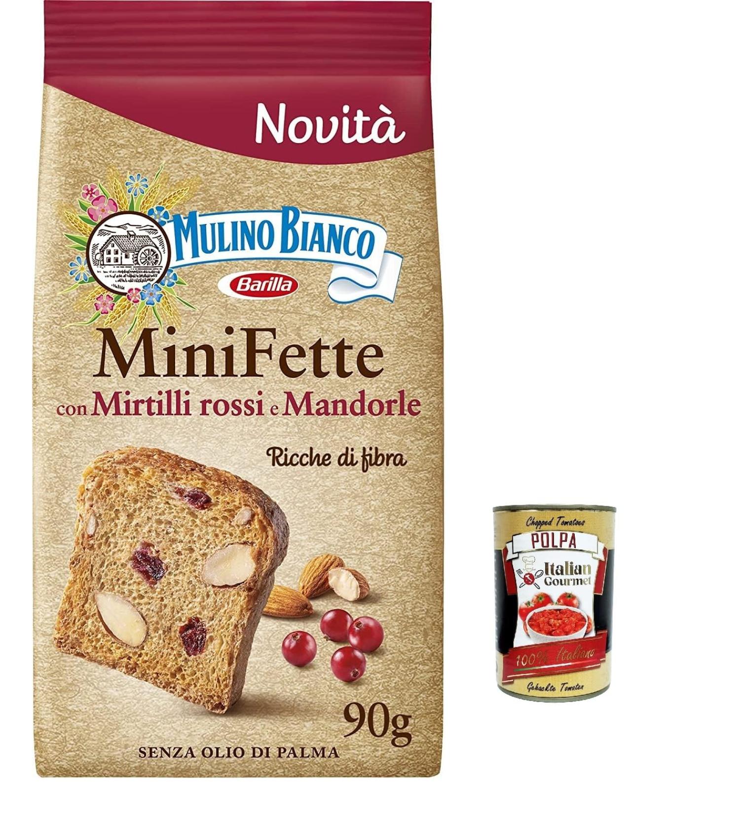  Italian Gourmet E.R. Mulino Bianco Pack of 3 mini cranberry and almond crispbreads with whole wheat flour high in fiber whole wheat rusks without palm oil 90g + gourmet Italian polpa 400g - Buy Online on GoSupps.com