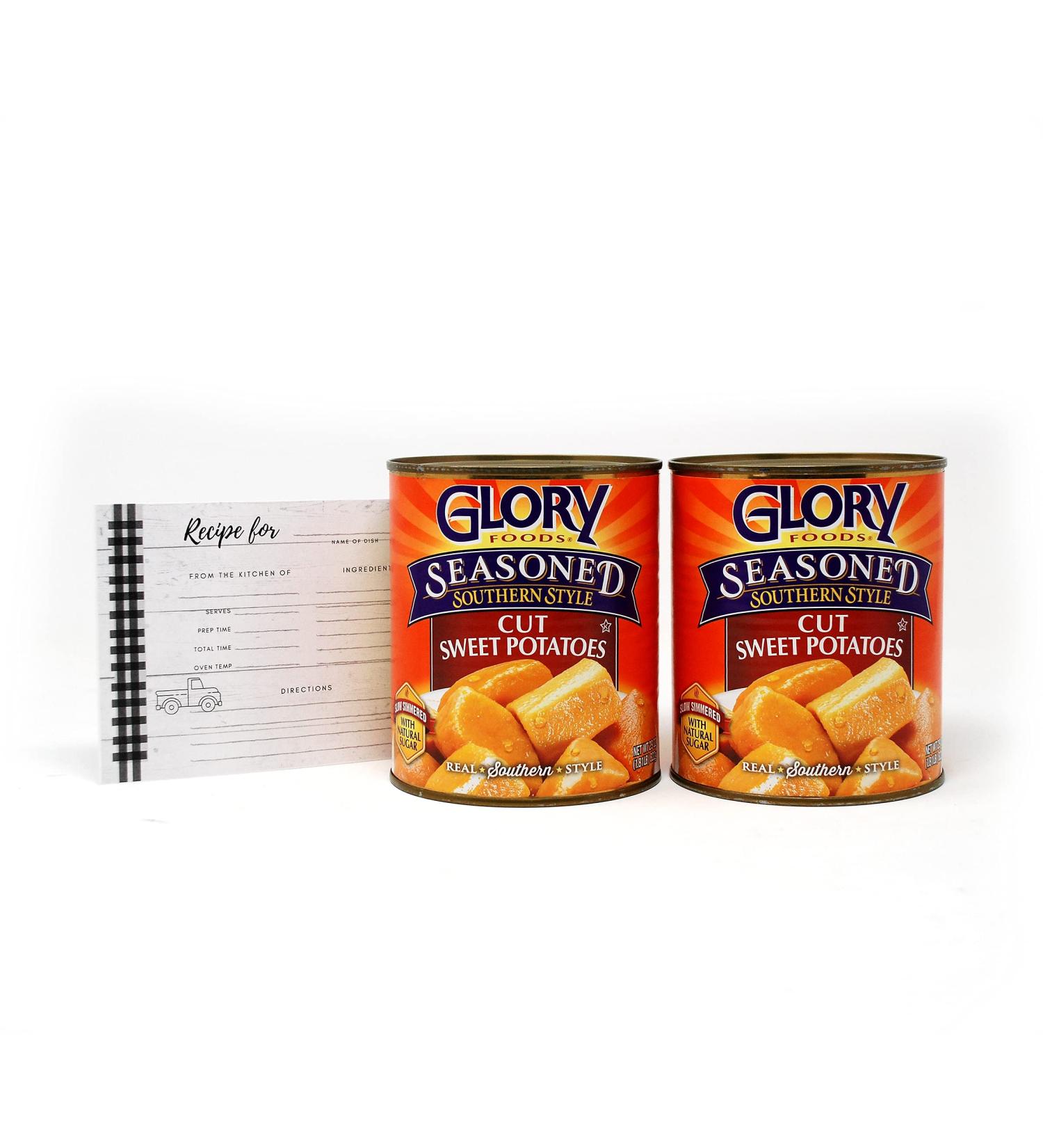 Glory Foods Cut Sweet Potatoes Canned, 2 Pack of 29 oz cans, Seasoned Southern Style with exclusive JFS Recipe Card