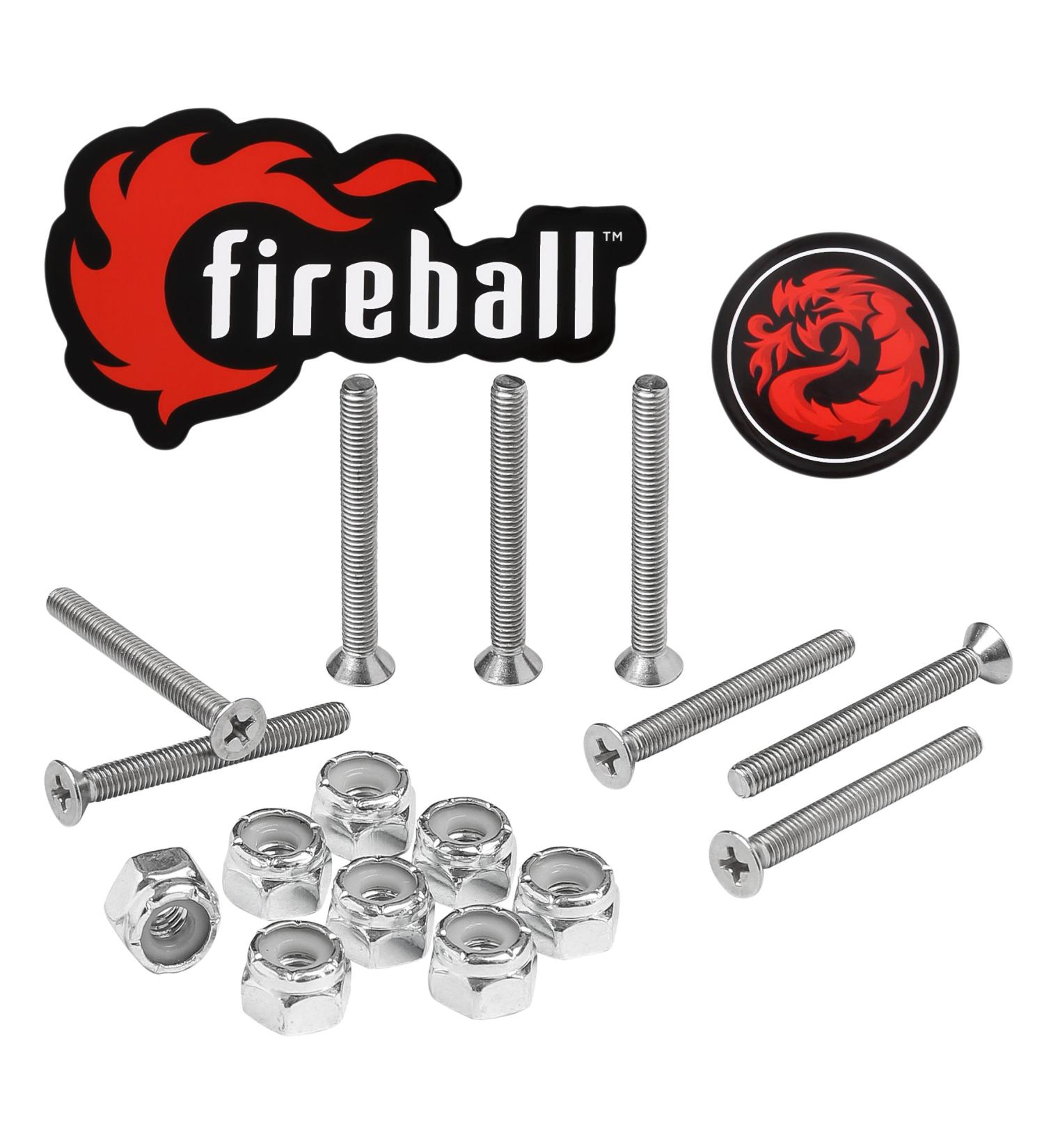 Fireball Dragon Skateboard Hardware Kit - Stainless Steel Bolts & Nuts Set for Longboard and Cruiser - 8 Bolts 8 Nuts - Flat Phillips 1.0 - Buy Online on GoSupps.com