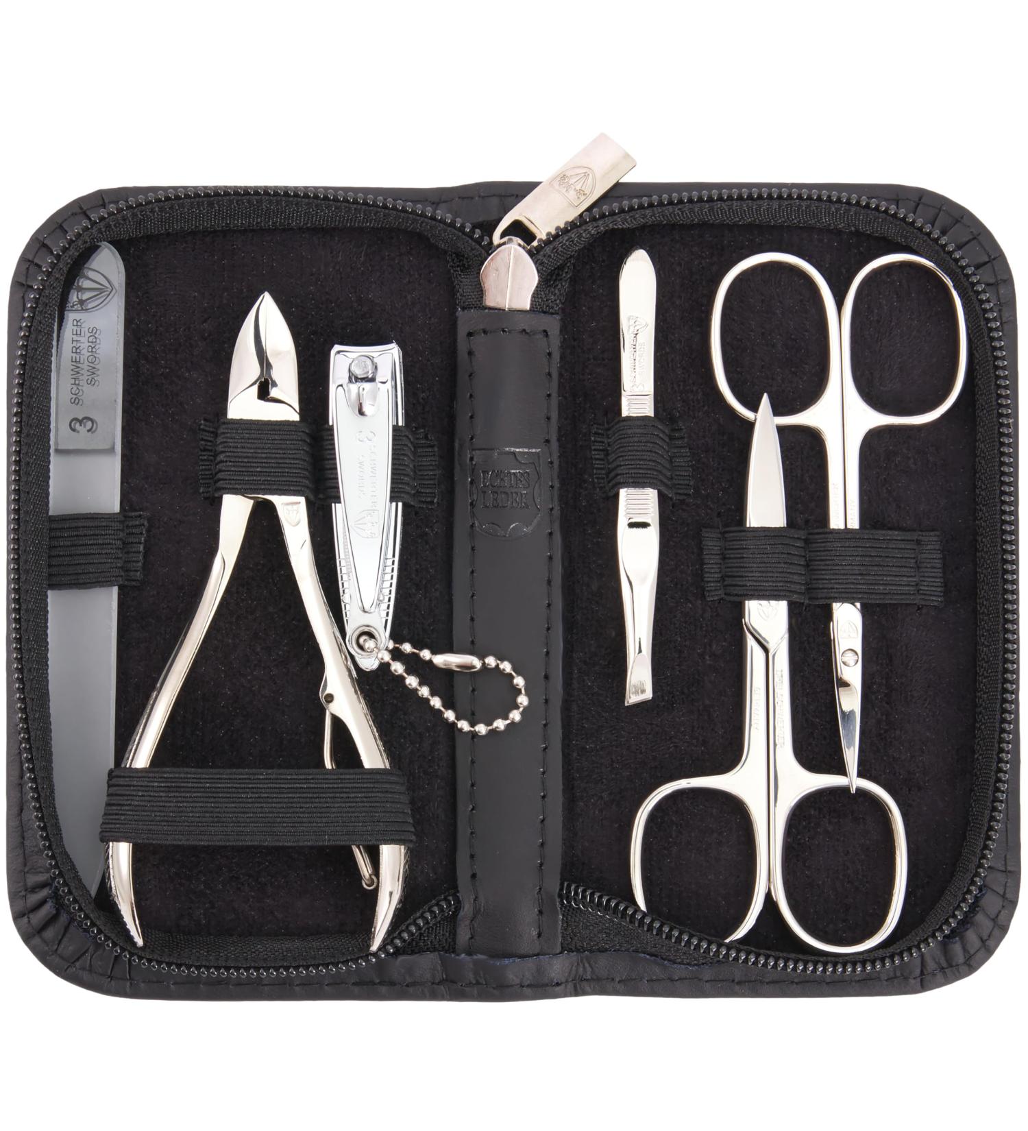 3 Swords Germany - manicure pedicure kit set - genuine leather black - Buy Online on GoSupps.com