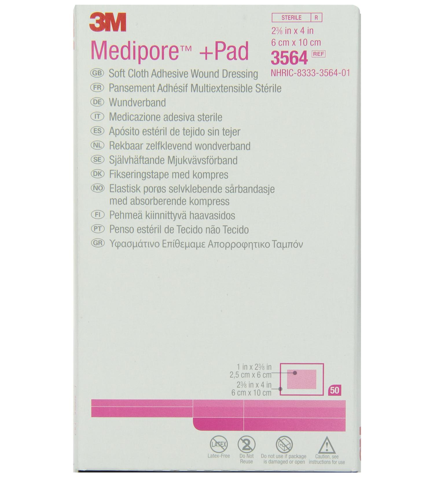 Buy 3M Medipore +Pad Soft Cloth Adhesive Wound Dressing 3564 - 50 Pads | Fast International Shipping - Buy Online on GoSupps.com