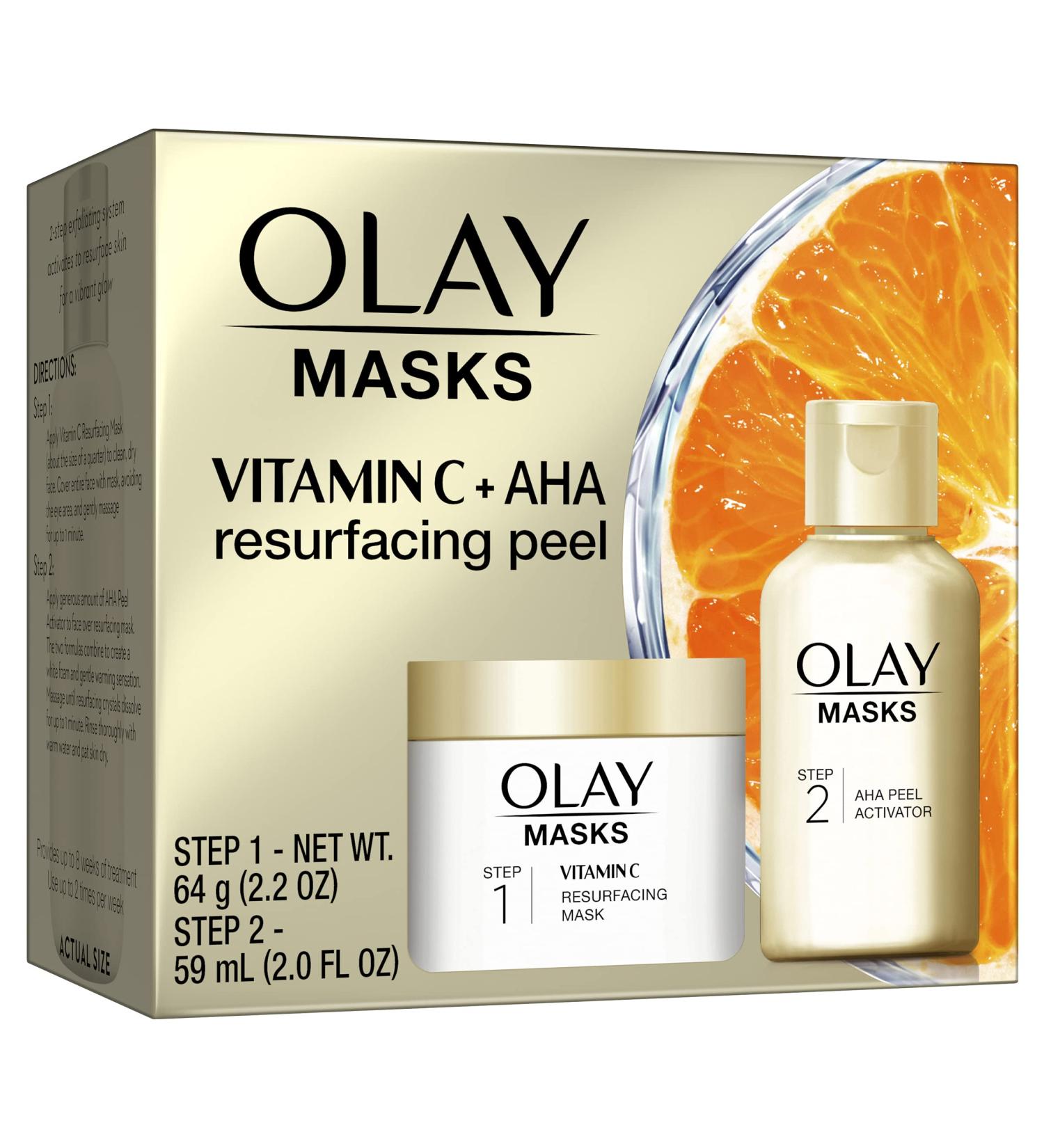 Olay Vitamin C Face Mask Kit with Silica & AHA Peel 4.2 Fl Oz - Exfoliator and Mask Set - Buy Online on GoSupps.com