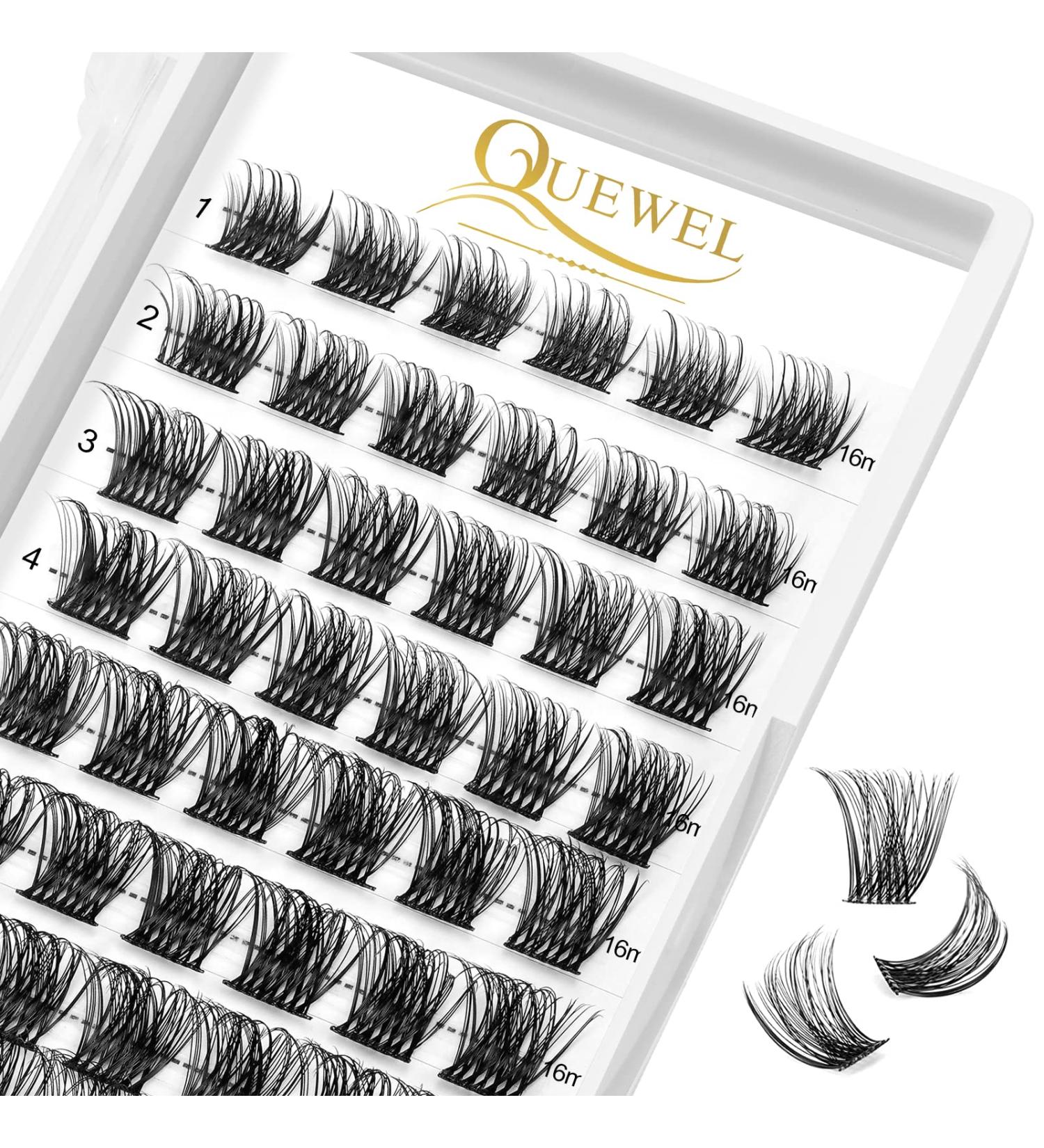 QUEWEL 16mm Eyelash Clusters - 72 PCs Soft Individual False Eyelashes for DIY Extensions | Perfect for Personal Make-Up - Buy Online on GoSupps.com