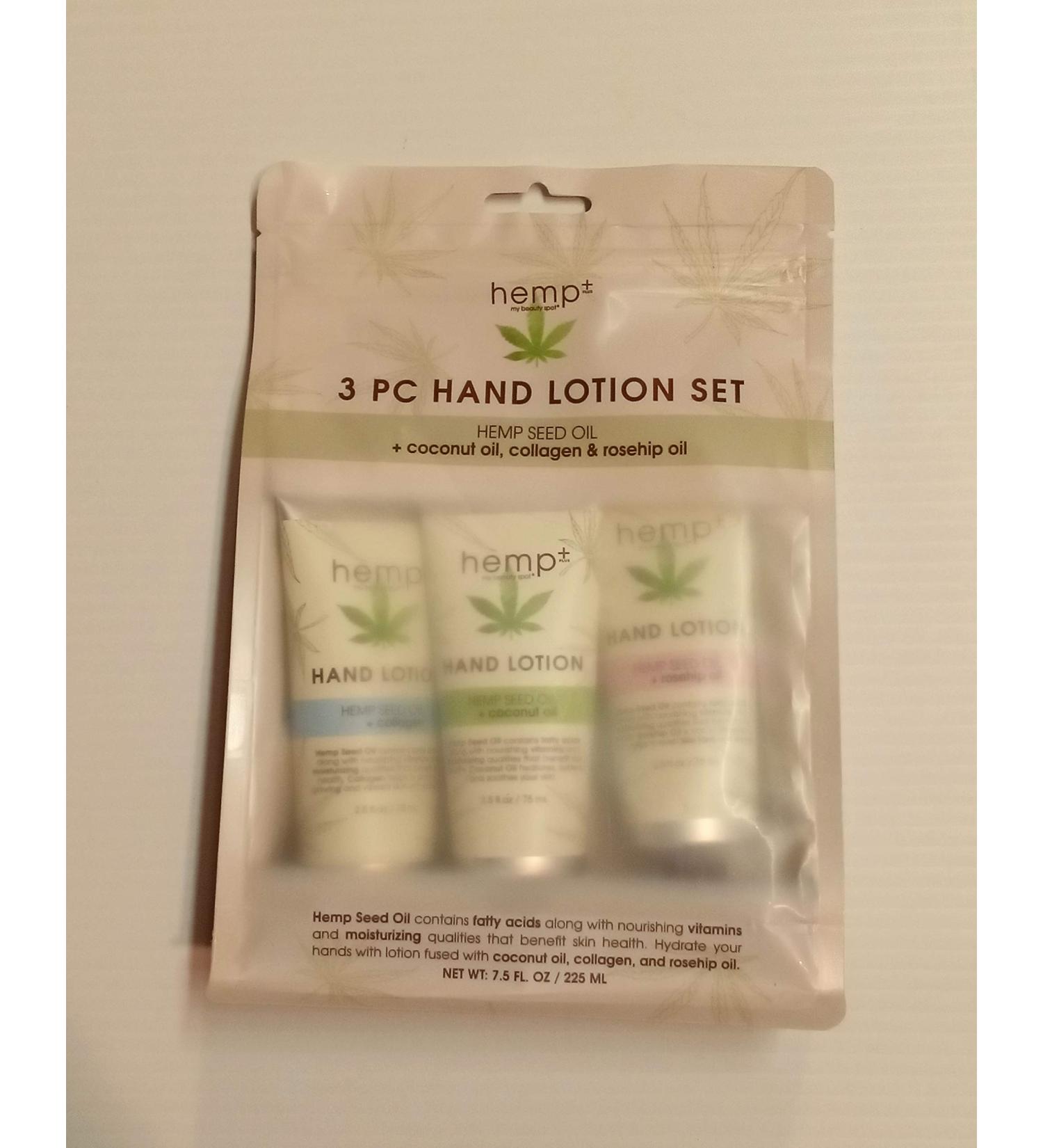 Premium Hemp Seed Oil Hand Lotion Set - 3 pcs with Coconut Collagen & Rosehip Oils | Nourishing Skincare for Hydrated Hands - Buy Online on GoSupps.com