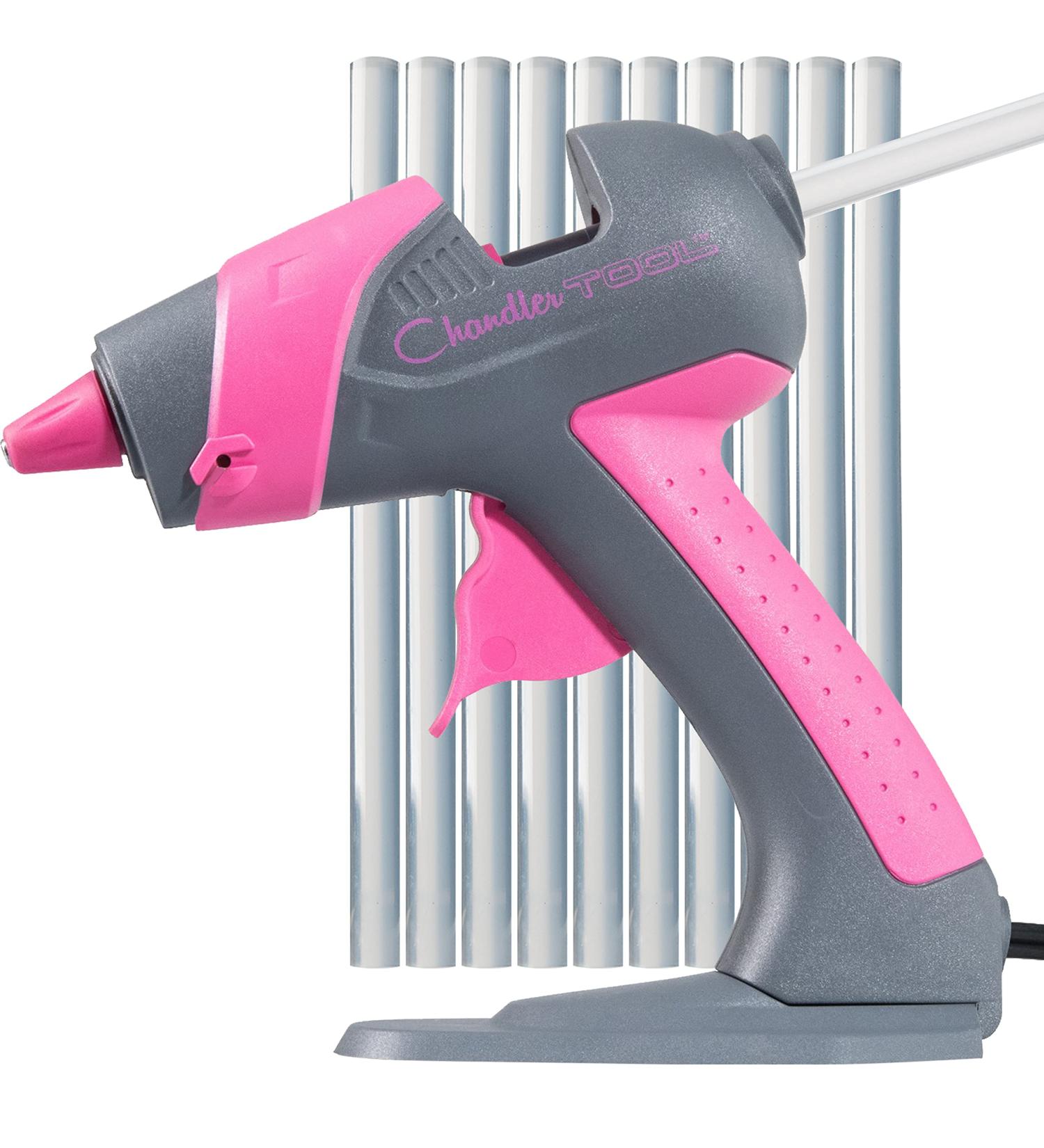 Chandler Tool Mini Hot Glue Gun Kit - 25W High Temp, Small Size Craft Glue Gun Set with 10 Sticks - Fine Tip Adhesive, Pink - Buy Online on GoSupps.com