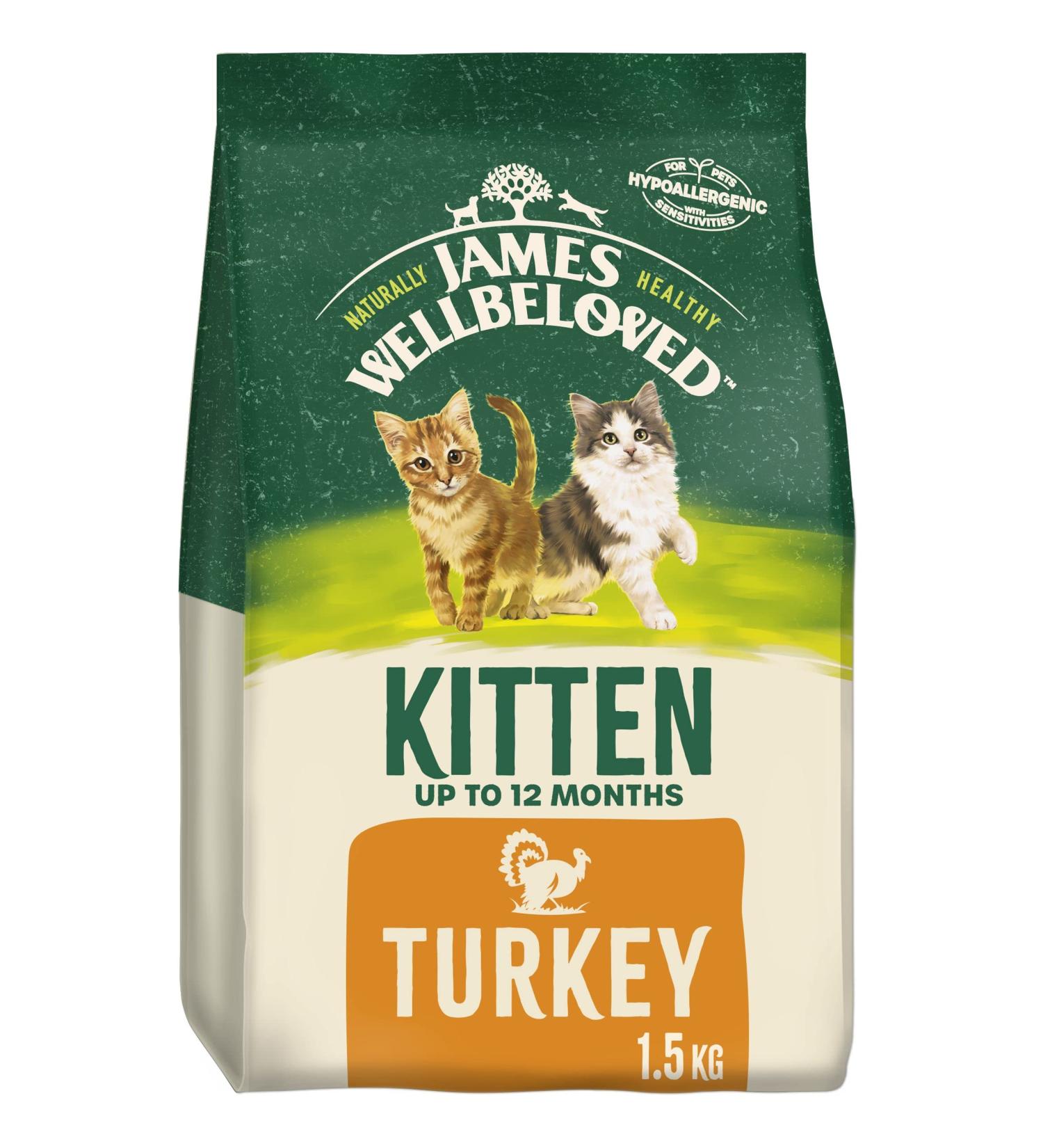 James Wellbeloved Junior Turkey 1.5 kg Bag Hypoallergenic Kitten Dry Cat Food Turkey 1.5 kg (Pack of 1) - Buy Online on GoSupps.com