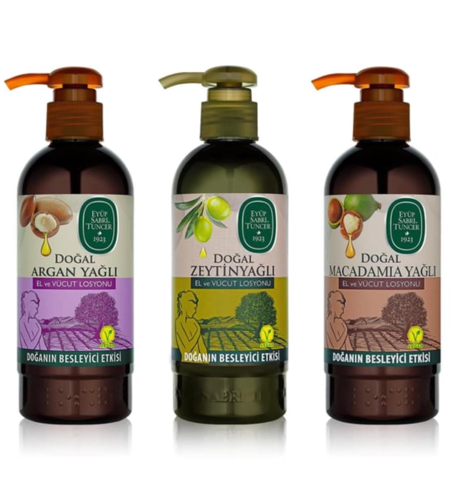 EY P SABR TUNCER Set of 3 hand and body lotion argan olive macadamia 3 250 ml natural moisture care - Buy Online on GoSupps.com