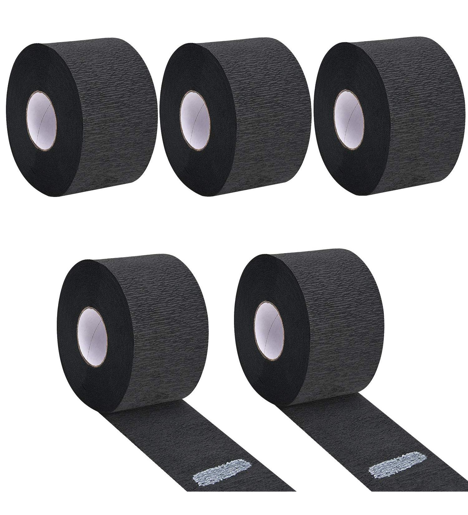 Noverlife 5 Pack Disposable Barber Paper Neck Strips - Black | Salon Haircut Styling & Coloring Wrap | Hairdressing Stretchy Neck Paper Tissue Roll - Buy Online on GoSupps.com