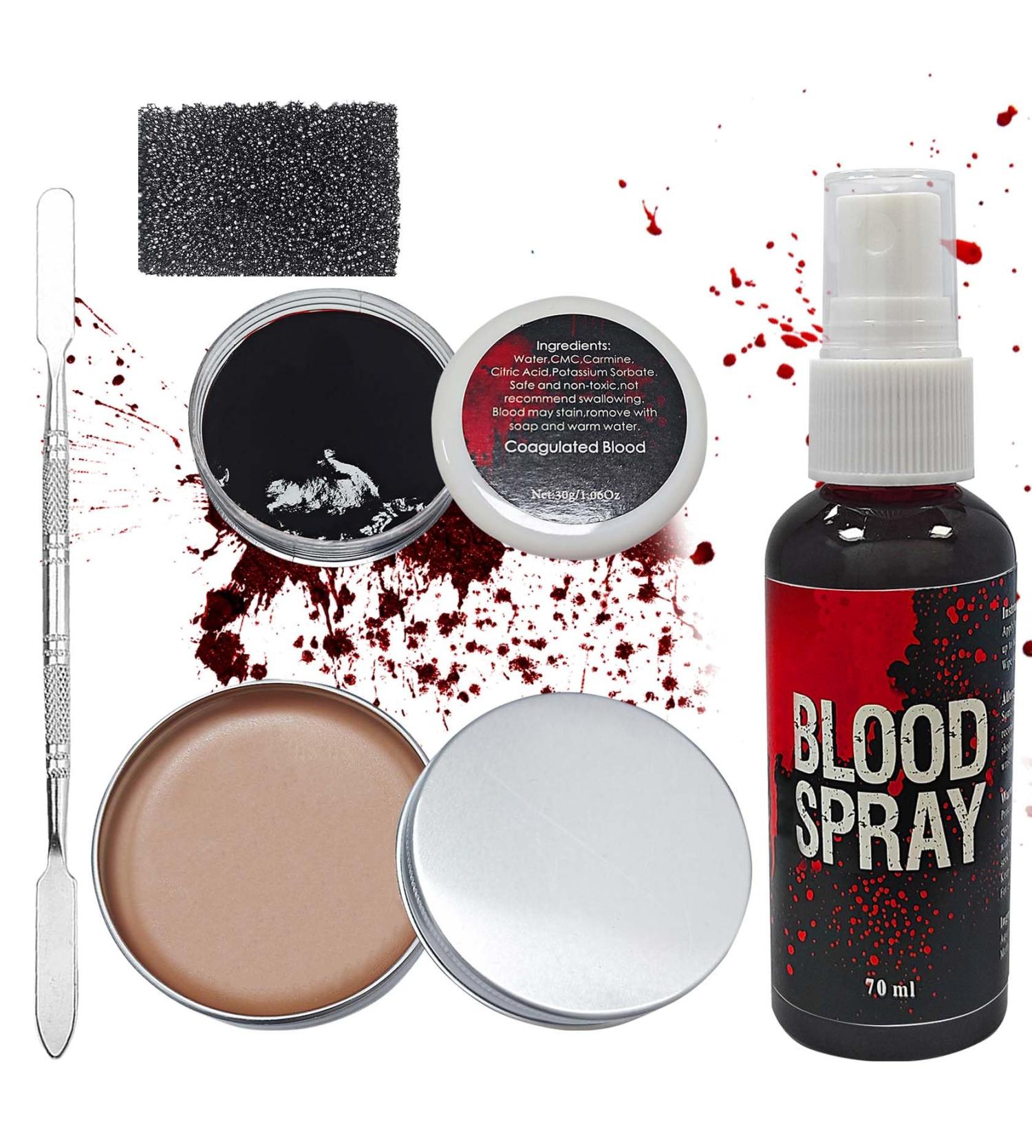 Professional Fake Blood Spray Makeup Kit | Special Effects Halloween Zombie Wound & Scar Wax for Cosplay - Buy Online on GoSupps.com