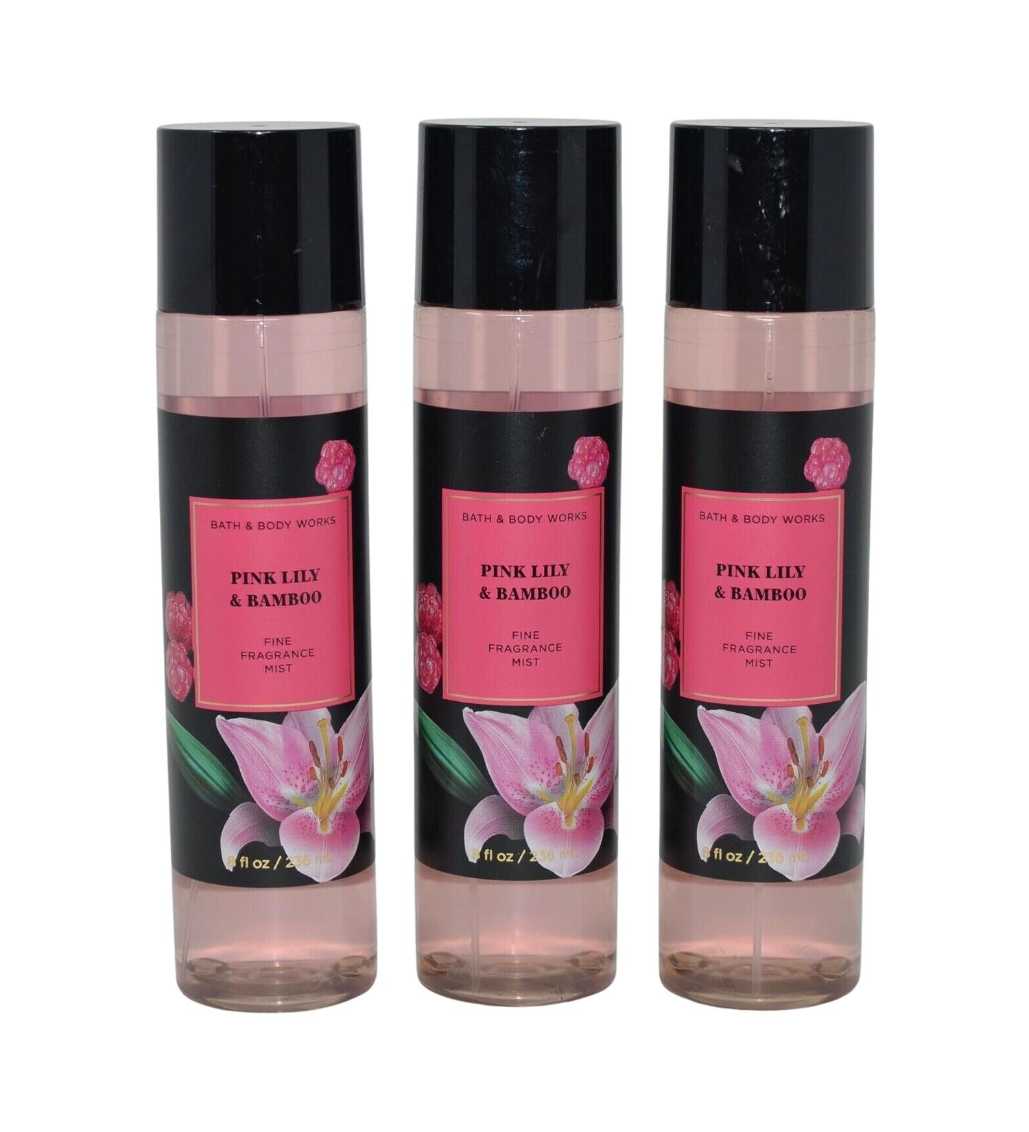 Bath & Body Works Fragrance Mist 3-Pack 8oz Each (Pink Lily and Bamboo)