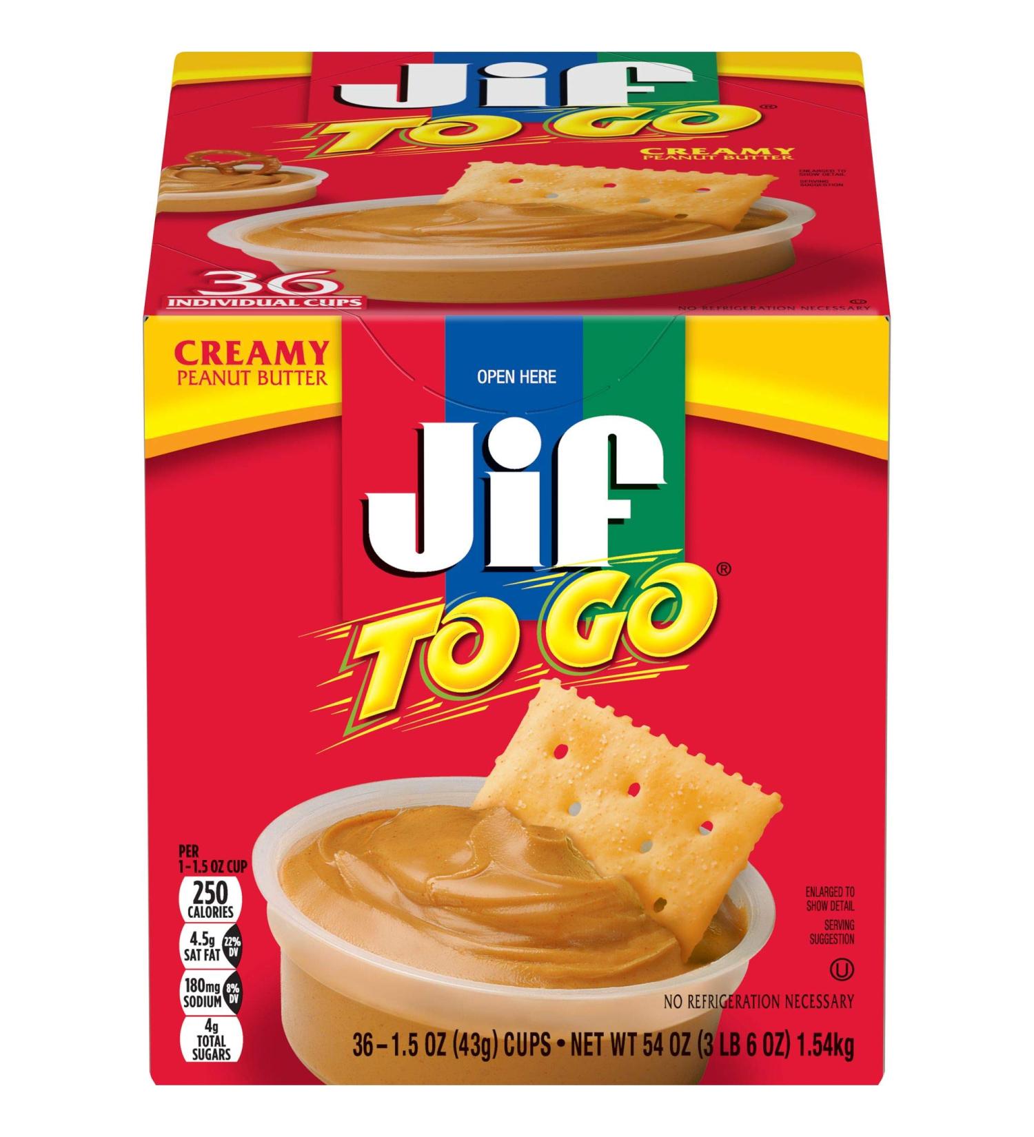Jif To Go Creamy Peanut Butter 4.5 Ounce (Pack of 12) - Buy Online on GoSupps.com