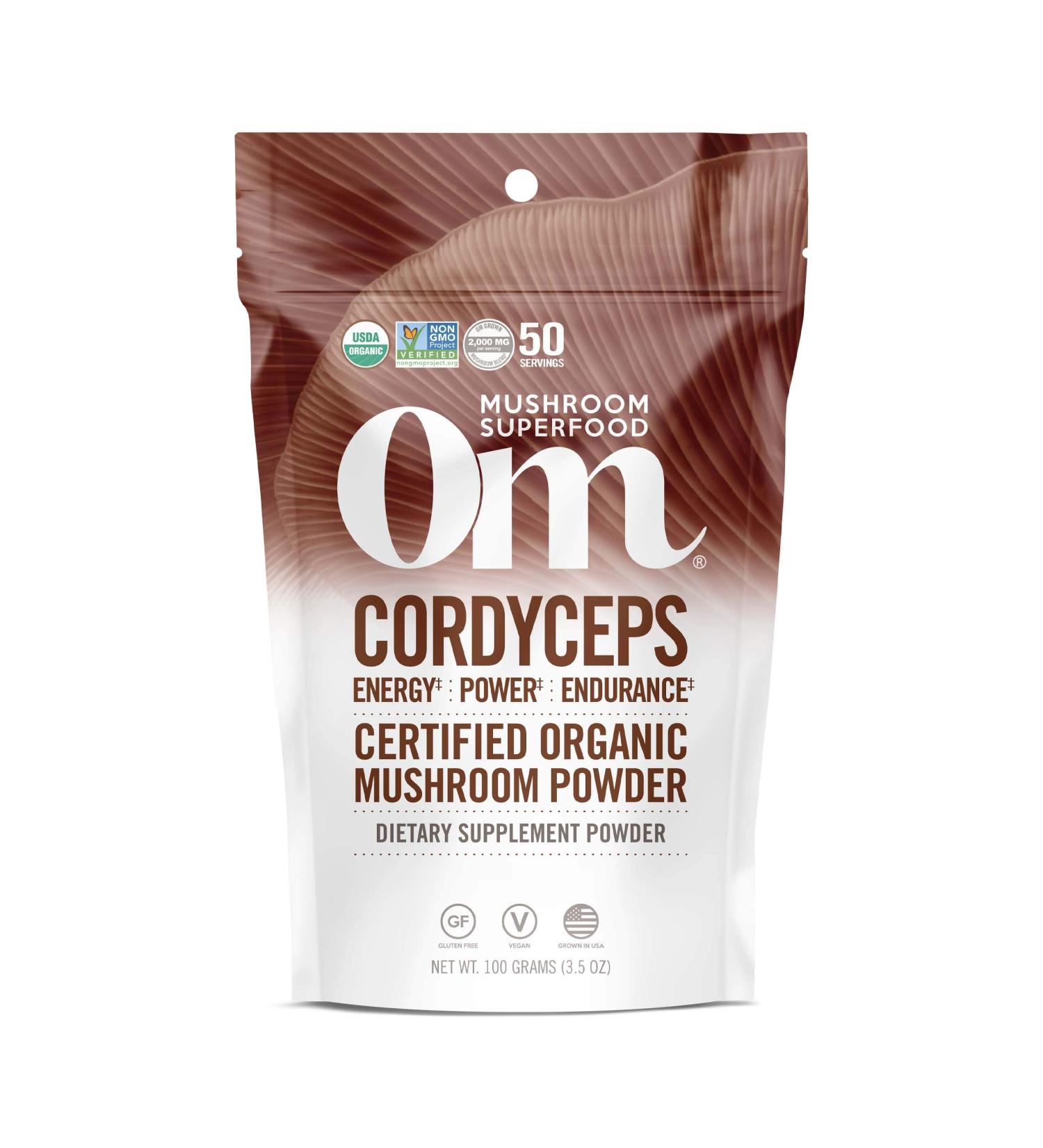 Om Mushroom Superfood Cordyceps Organic Powder - 3.5 oz for Energy, Stamina & Sports Performance - Buy Online on GoSupps.com