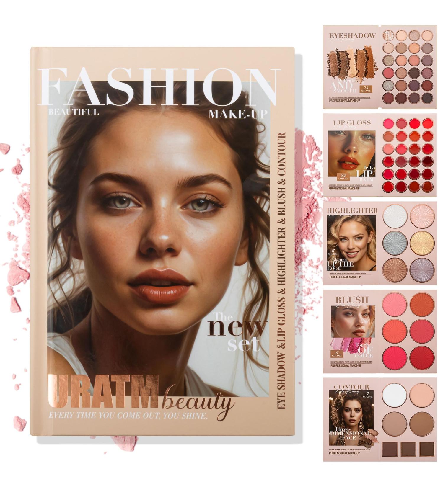 5-Layer Foldable Makeup Palette Set | 67 Shades for All Skin Tones | Portable & Long-Lasting Contour Blush Highlight Eyeshadow & Lipstick | Cherry Smoke - Buy Online on GoSupps.com