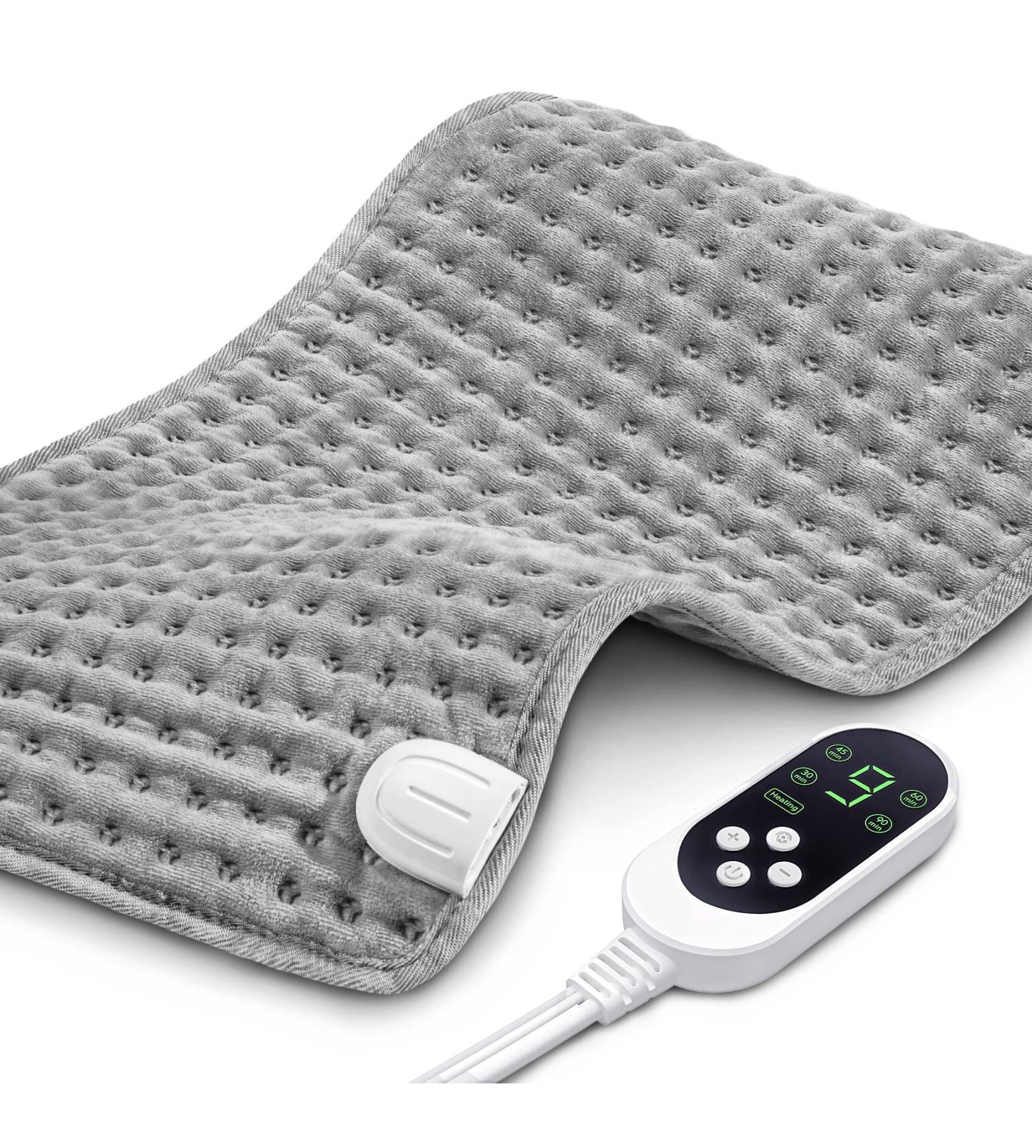 12''x24'' Electric Heating Pad for Pain Relief | 9 Temp Settings, 4 Auto Shut Off | Machine-Washable Grey Pad - Buy Online on GoSupps.com