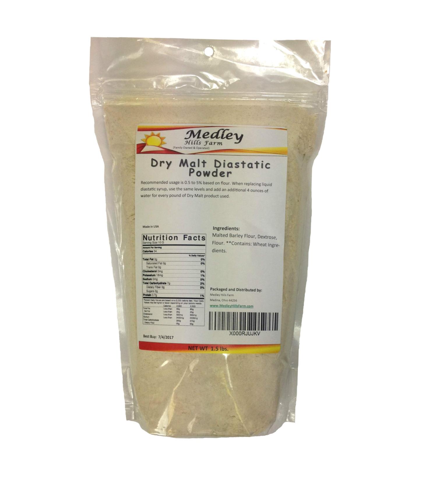 Medley Hills Farm Diastatic Malt Powder 1.5 lbs - Made in USA | Dry Malt Powder - Buy Online on GoSupps.com