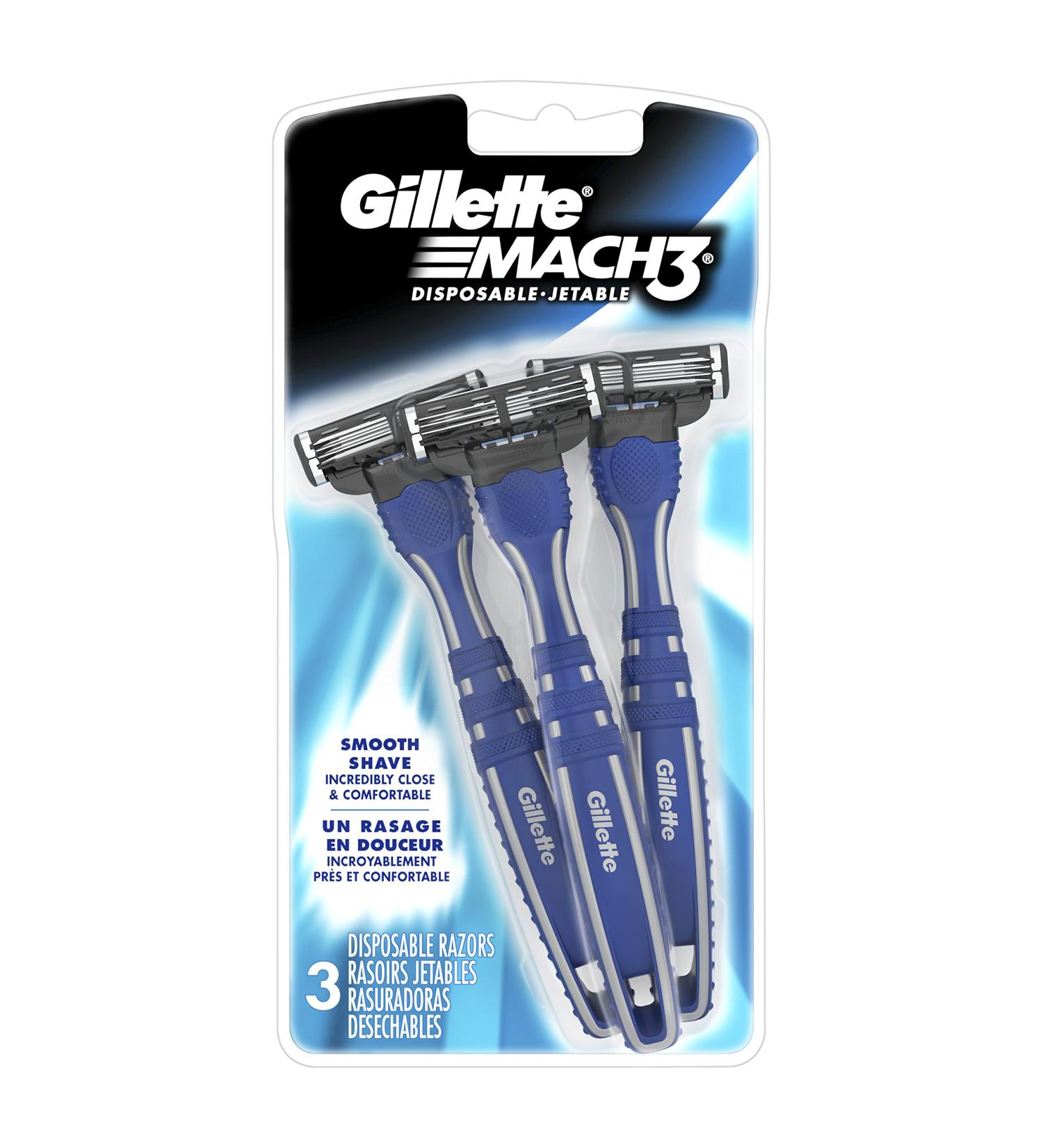 Gillette Mach3 Men's Disposable Razor 3 Count - White (Pack of 1) - Buy Online on GoSupps.com