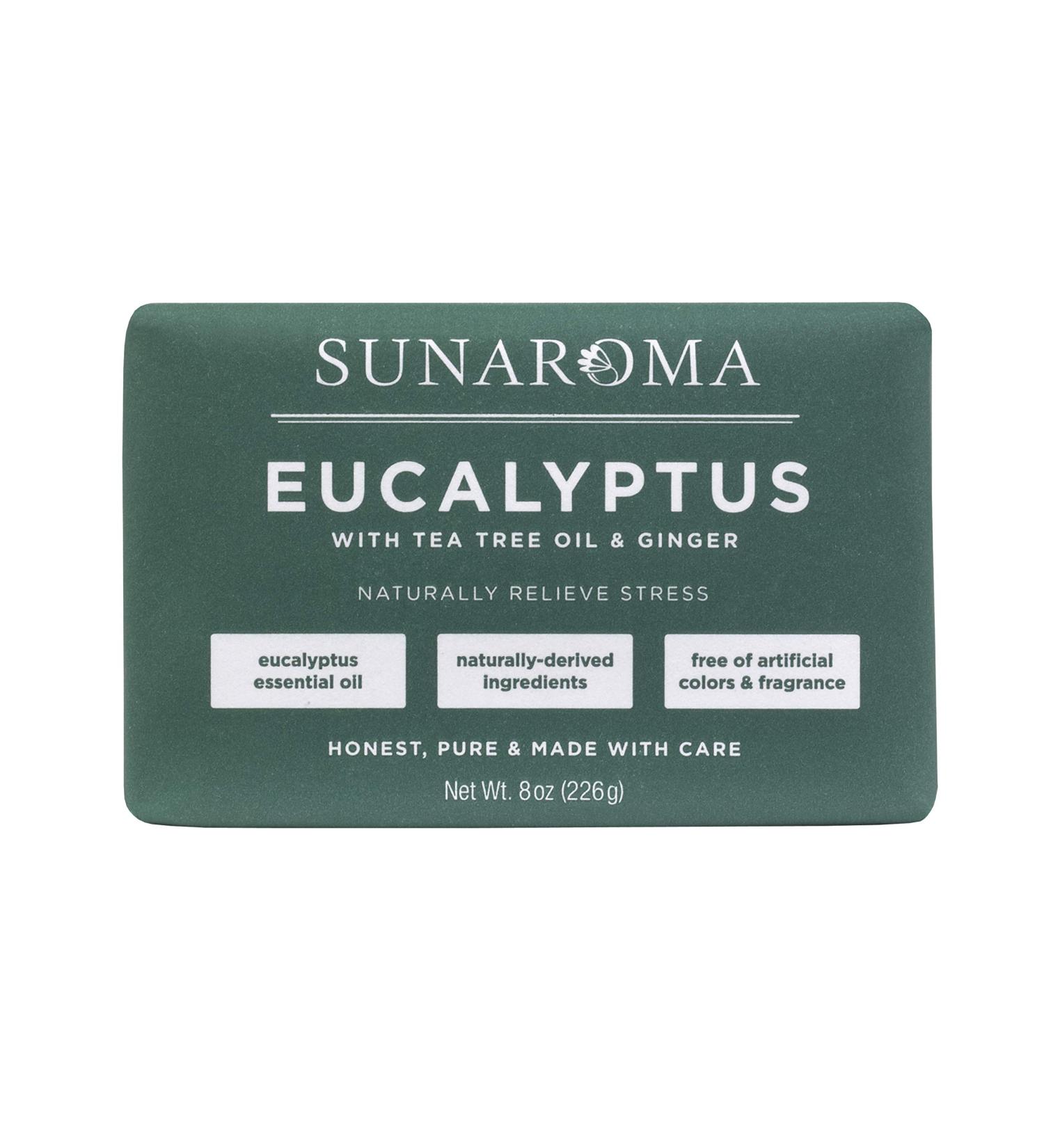 Buy SUNAROMA Eucalyptus Tea Tree Oil & Ginger Soap - Natural Skincare International Shipping - Buy Online on GoSupps.com