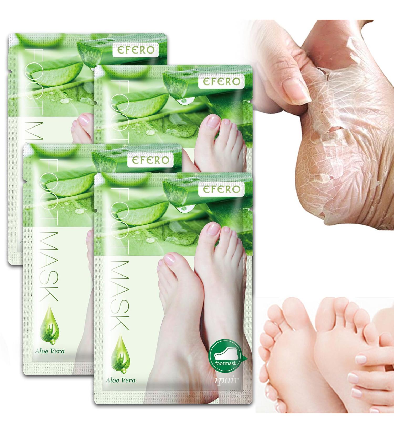 Foot Peel Mask 4 Pairs Natural Aloe Vera Gel Foot Mask-Foot Peel Mask For Hard Skin Footner Exfoliating Sock-Feet Hard Skin Remover-Plantifique Foot Peel Mask-Baby Feet Foot Peel (Aloe Vera) - Buy Online on GoSupps.com
