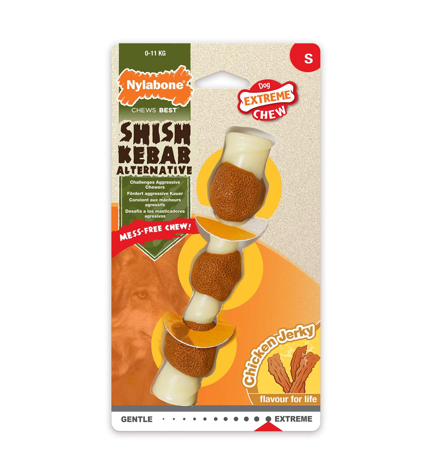 Nylabone Extreme Tough Dog Chew Toy - Shish Kebab Chicken Jerky Flavour - Small (Up to 11 Kg) - Buy Online on GoSupps.com