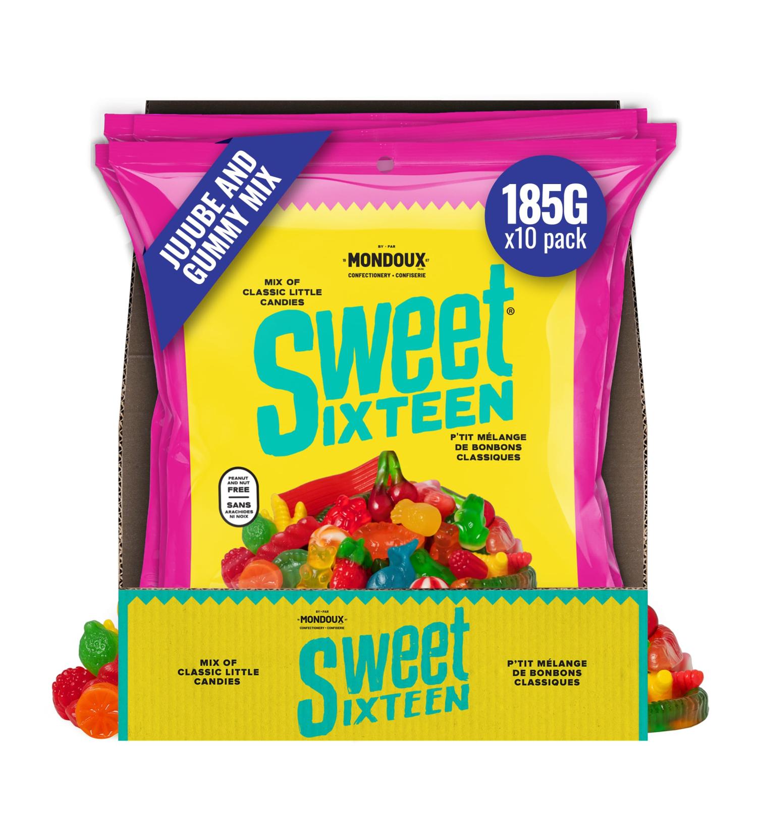 Sweet Sixteen Jujube & Gummy Candies Classic Mix of Sweet Gummies and Jujubes 10 packs x 185g Peanut & Nut-Free Candies Soft Chewy and Always Fresh 185 g (Pack of 10) - Buy Online on GoSupps.com