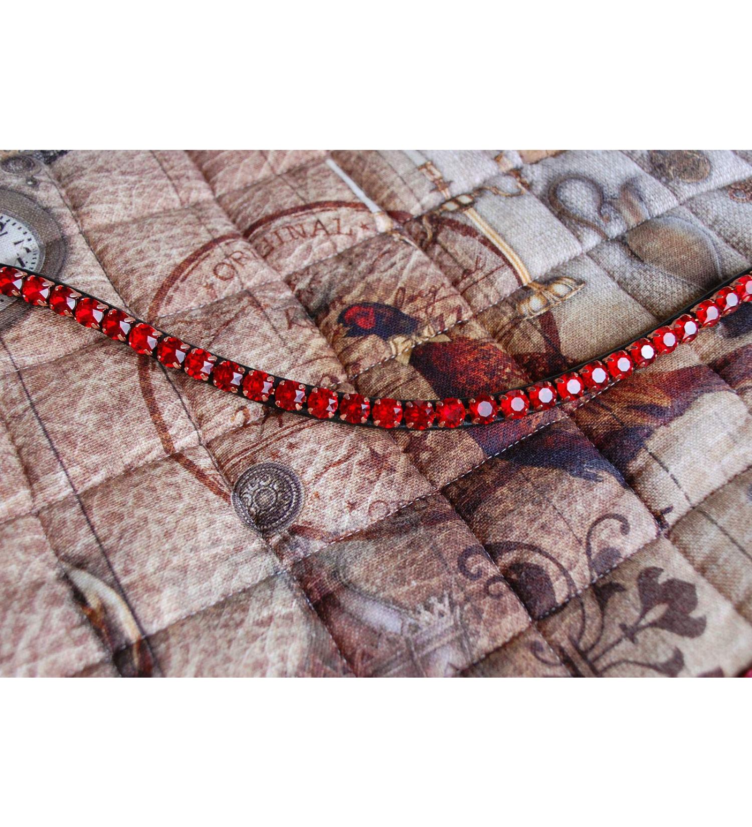 Shop Happiness Hinge Headband Horse Red 'Siam' - Curved Narrow Design with Large Stones | KB Dark Brown Leather - Buy Online on GoSupps.com