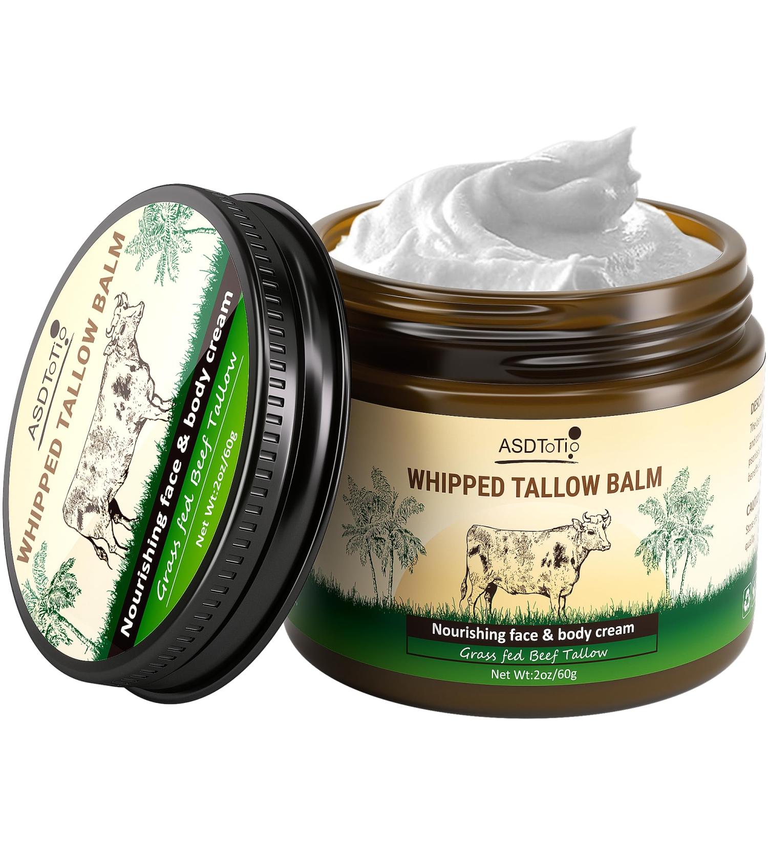 ASDToTio Handmade Whipped Tallow Balm for Skin Care- All Natural Grass Fed Beef Tallow All Purpose Balm Face and Body Moisturizing Cream Tallow Balm For Dry Skin- 2 oz - Buy Online on GoSupps.com