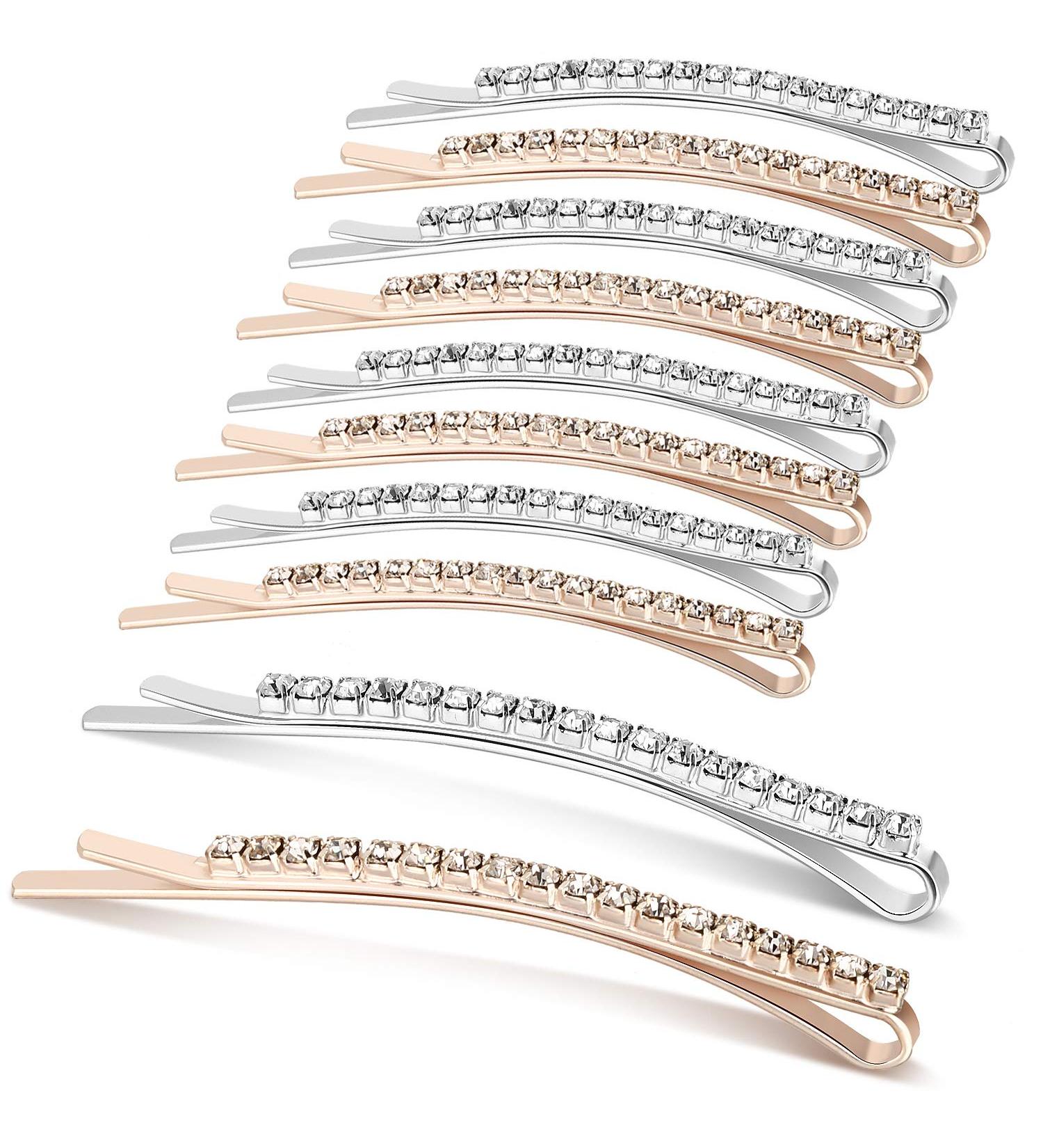 16-Piece Clear Crystal Rhinestone Bobby Pin Hair Clips for Women and Girls - Color 1 - Buy Online on GoSupps.com
