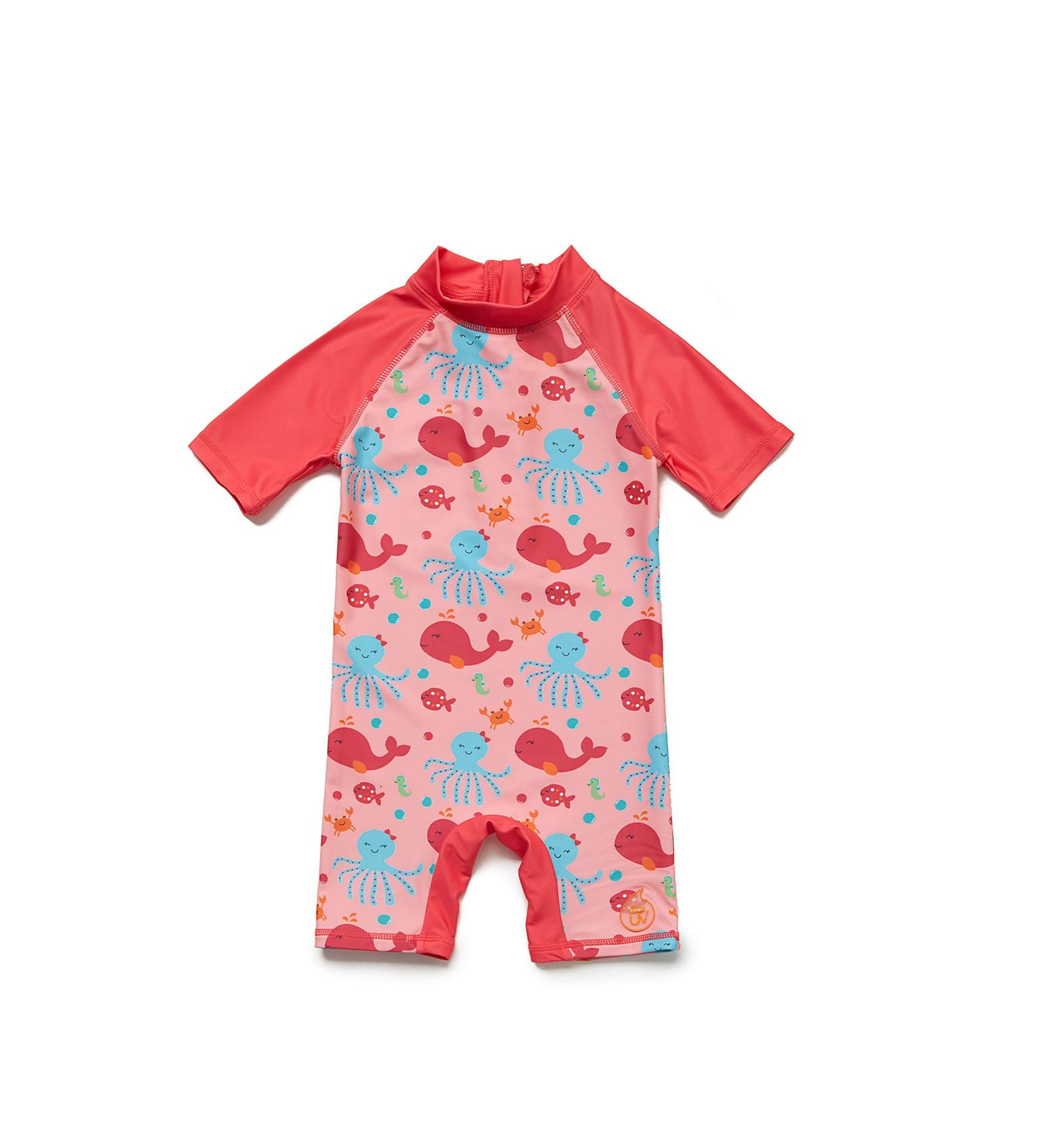 BONVERANO Baby Girls Sunsuit UPF 50+ One Piece with Sun Hat - Watermelon Red, 6 Months - Buy Online on GoSupps.com